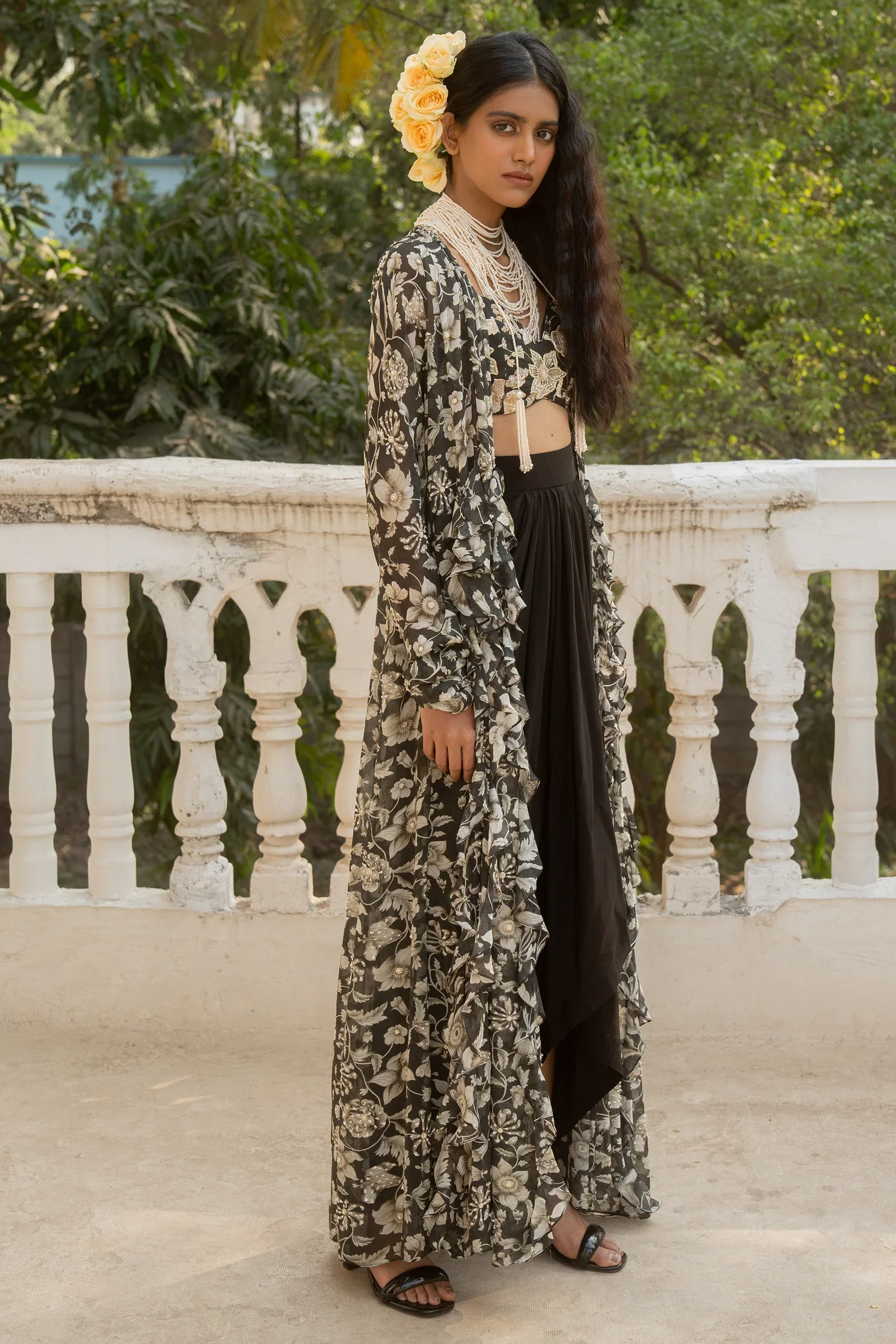 16 Kali Vintage Floral Printed Jacket and Skirt - Image 2