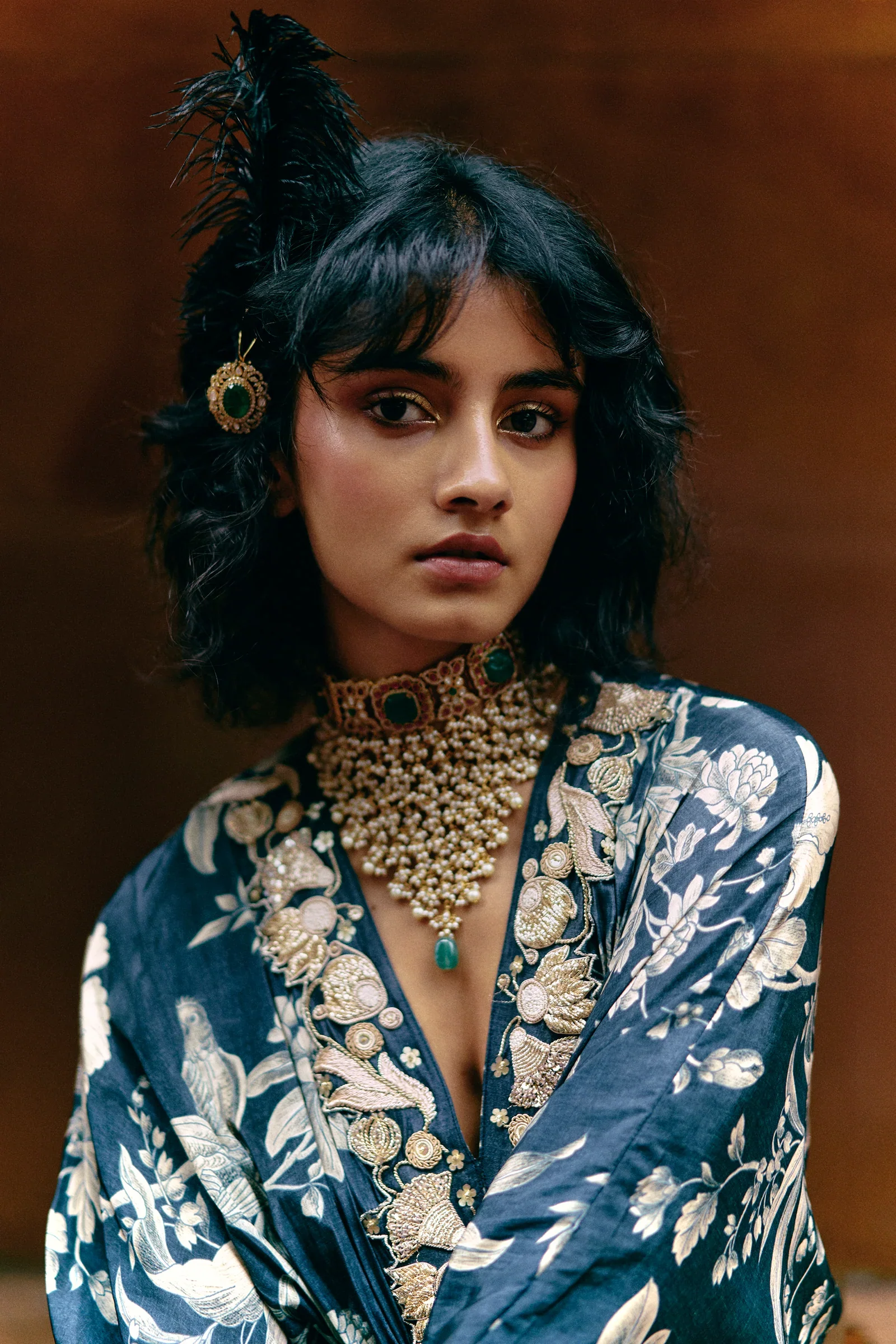 A Floral Jaal Print Kaftan Set Roop Flip Bird Print - Image 2