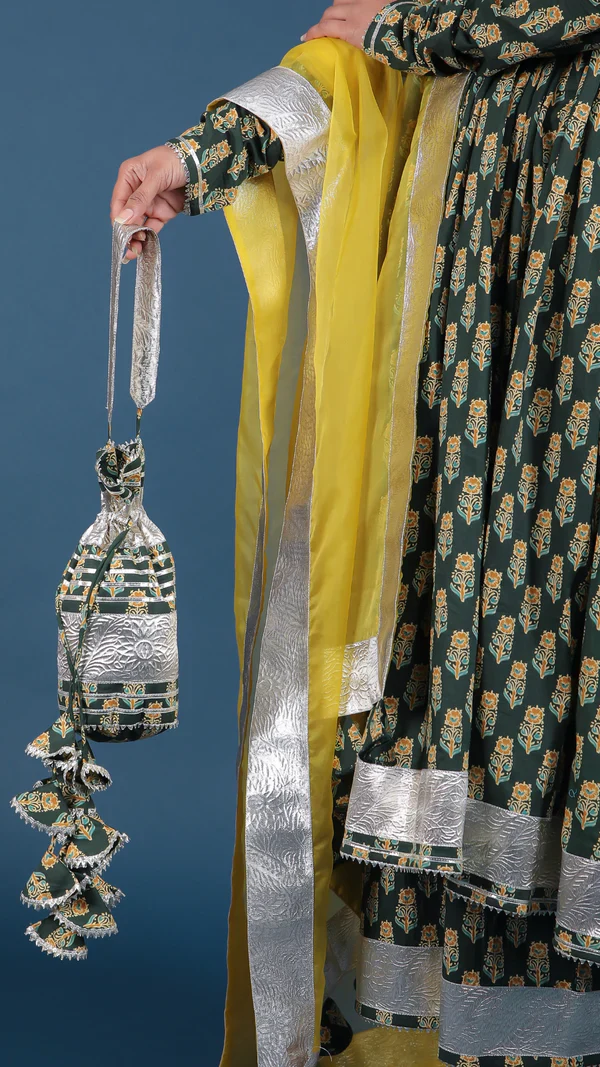 Aafia Cotton Block Anarkali Set - Image 4