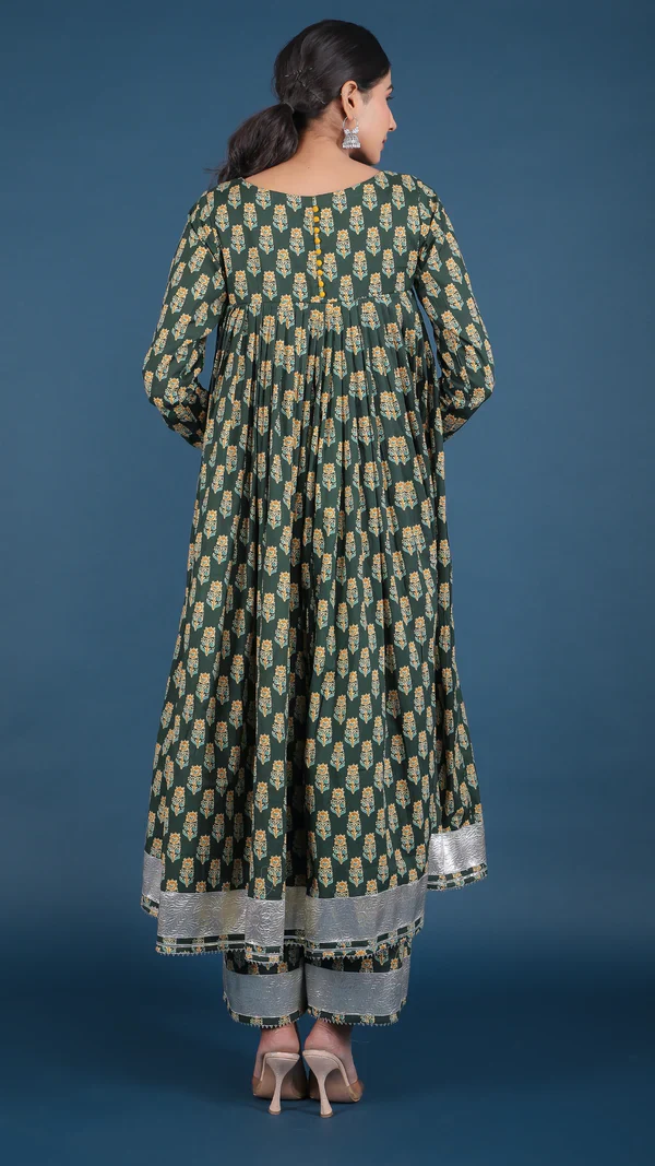 Aafia Cotton Block Anarkali Set - Image 7