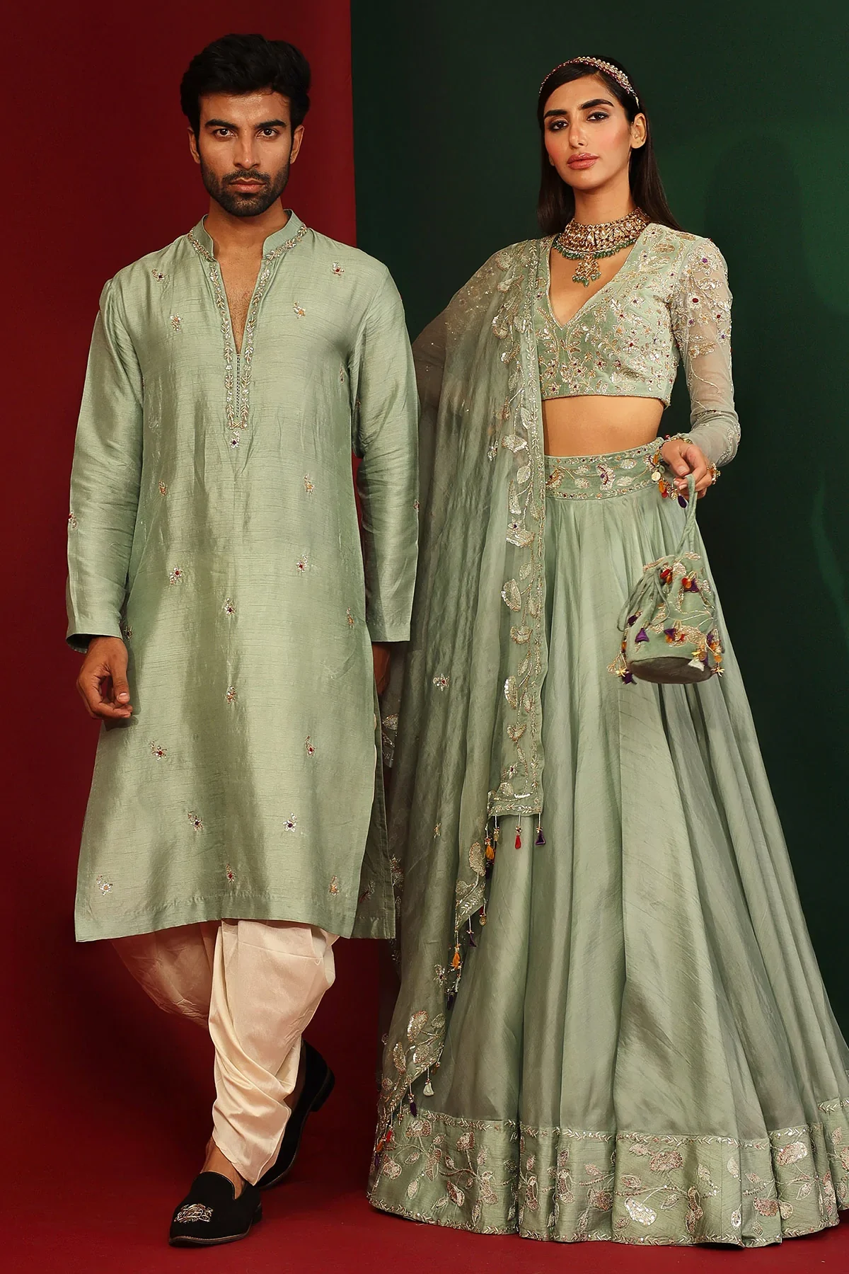 Aarohi Jade Embroidered Lehenga - Image 11