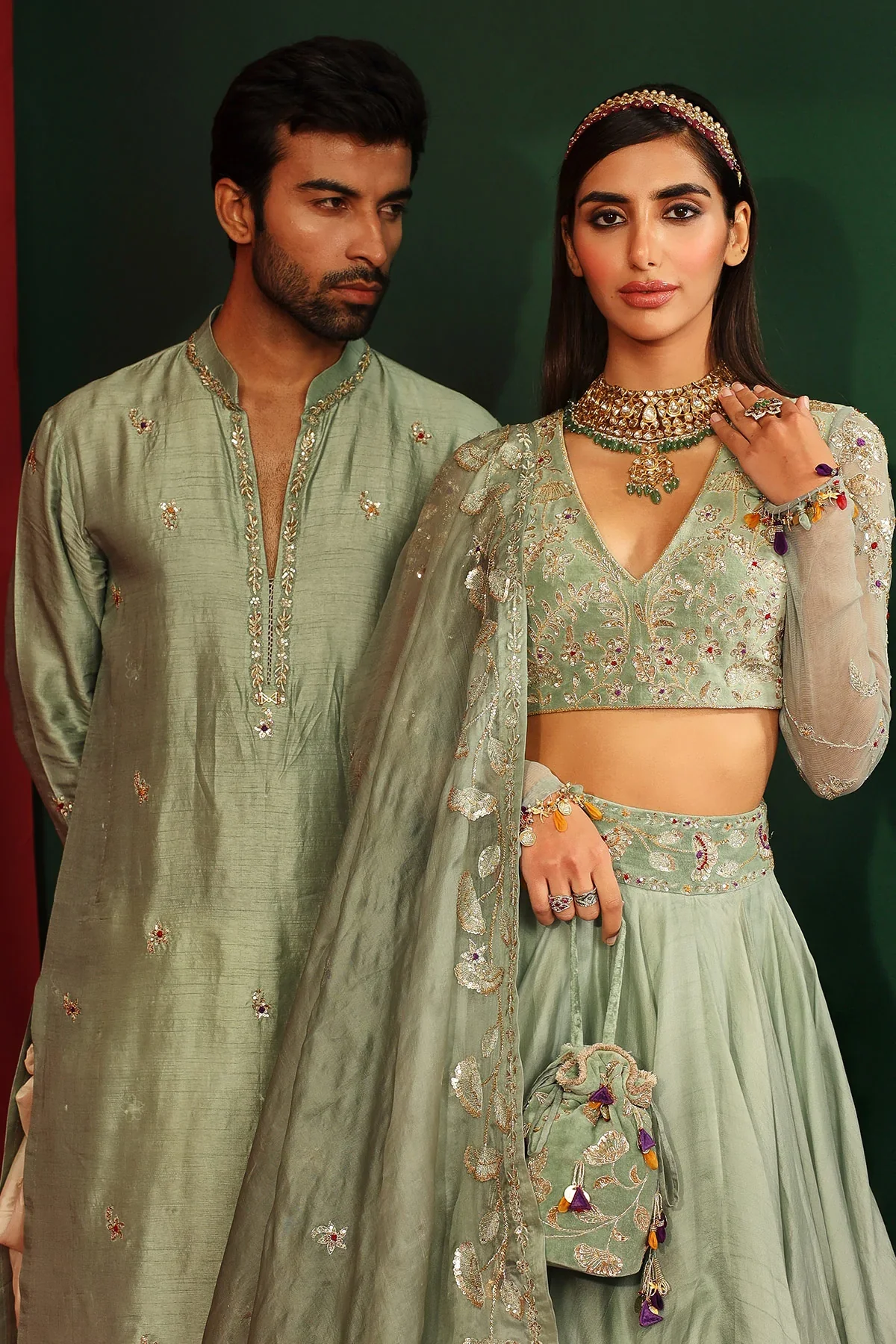 Aarohi Jade Embroidered Lehenga - Image 12