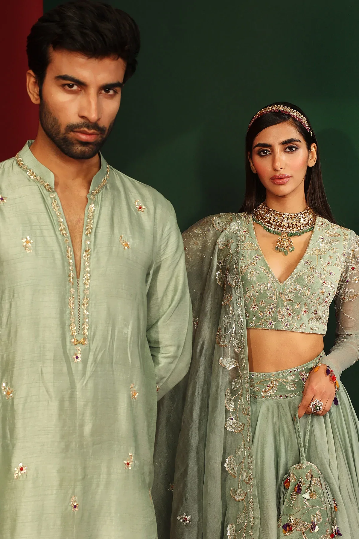 Aarohi Jade Embroidered Lehenga - Image 13