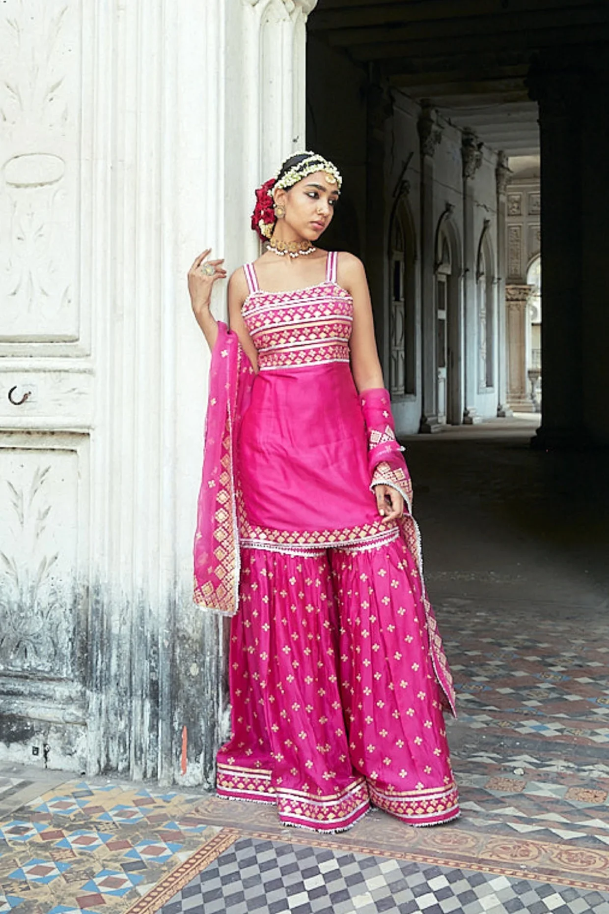 Aarva Strappy Kurta With Sharara And Dupatta - Image 2