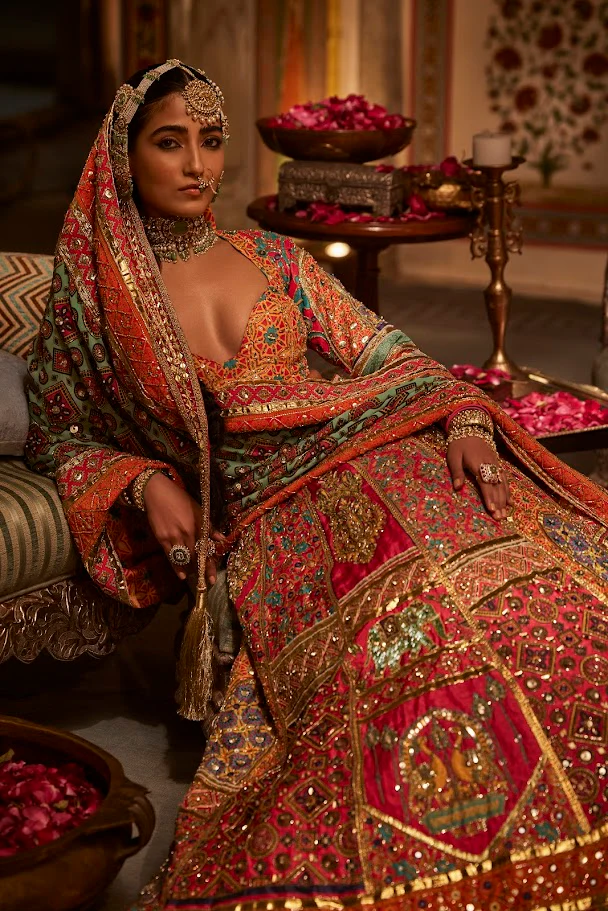 AARZOO - Multicolour Geometric Embroidered Lehenga Set - Image 2