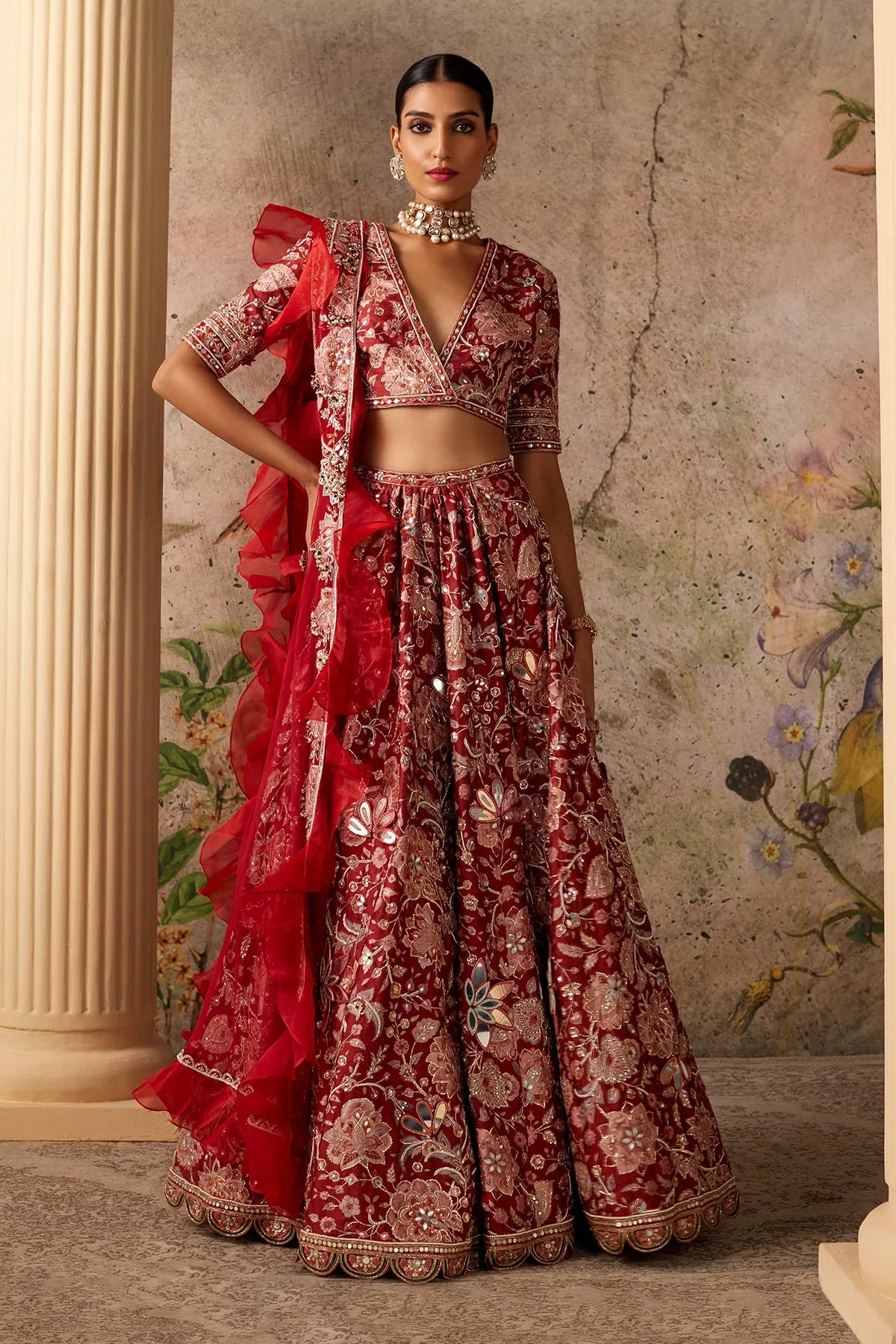 ACE - Embroidered Chintz Print Lehenga - Image 3