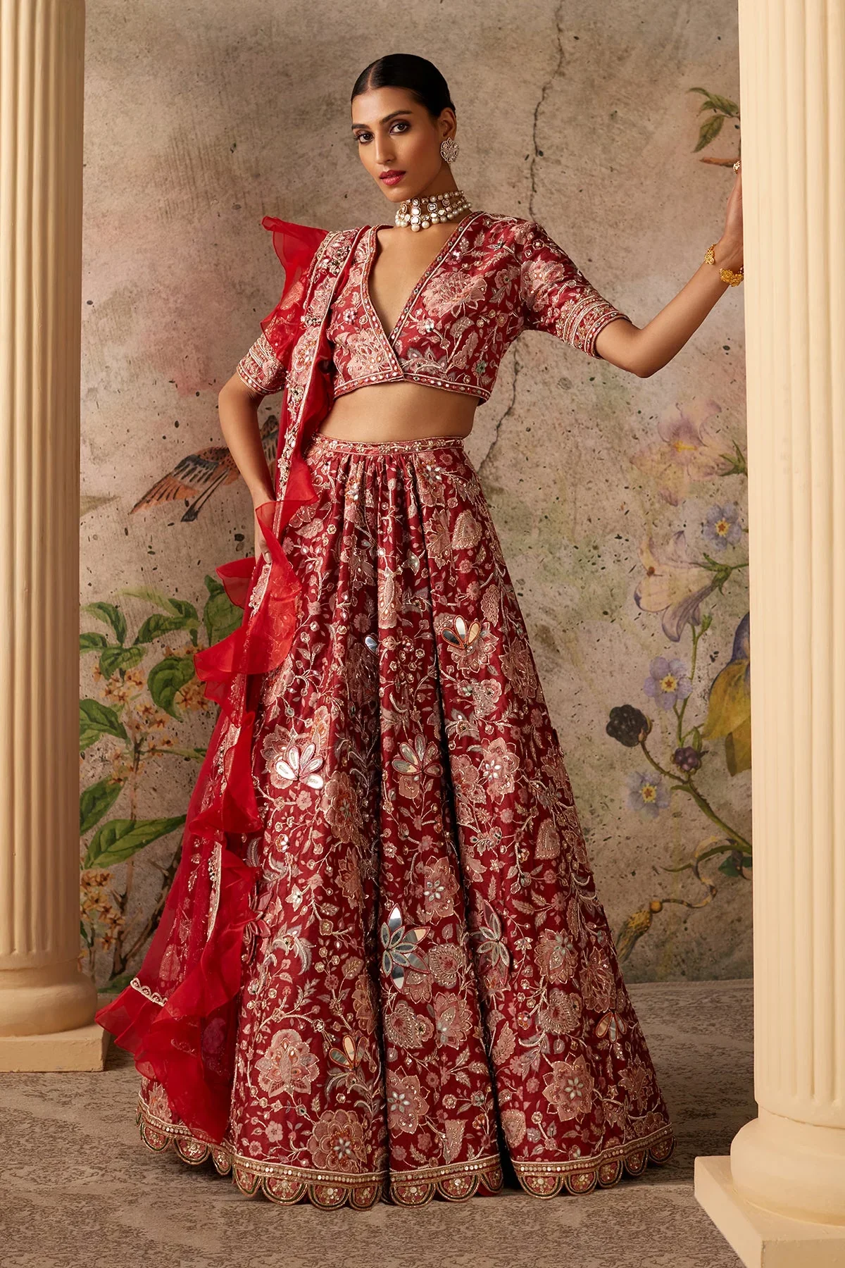 ACE - Embroidered Chintz Print Lehenga - Image 4