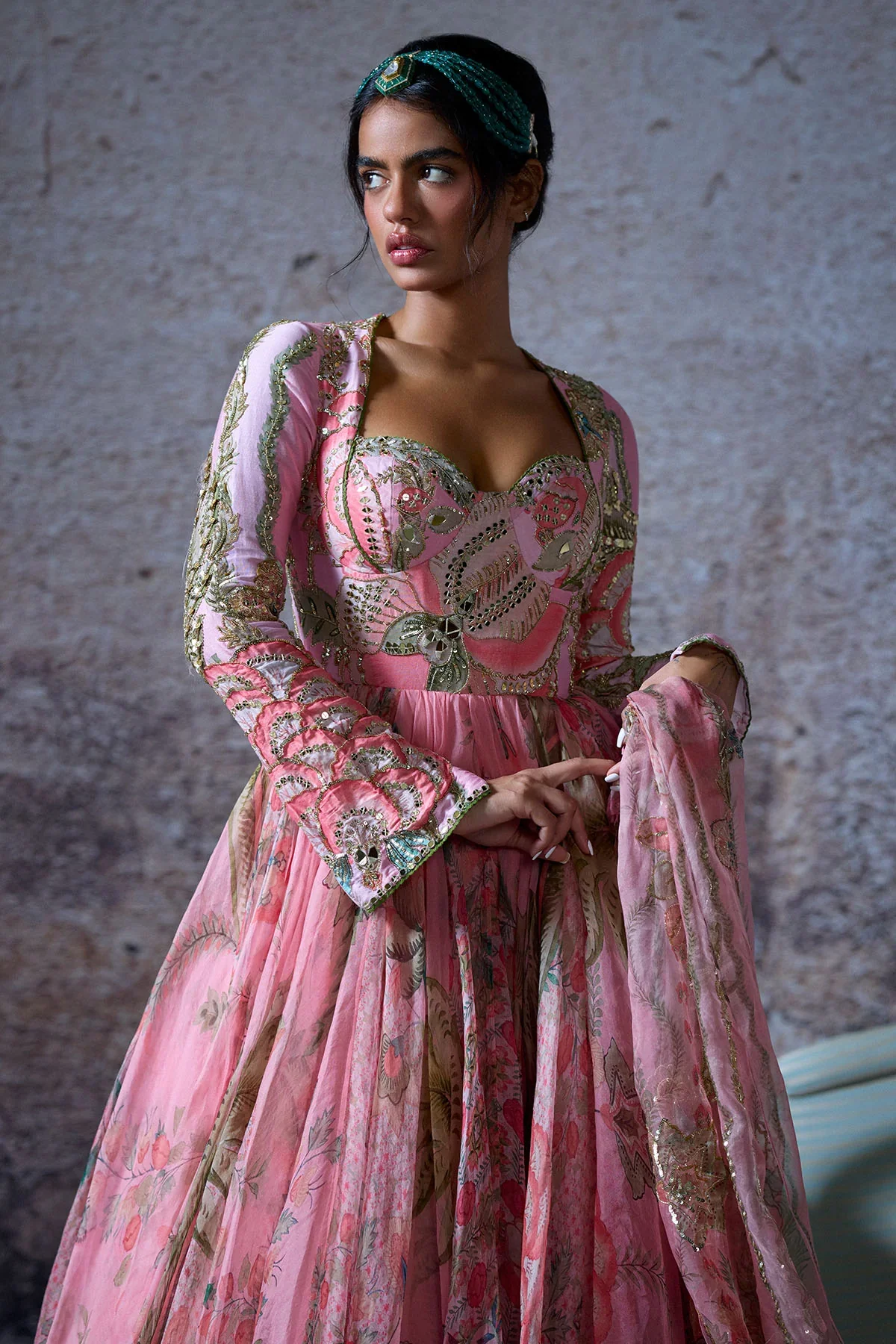 ADIRA - Embridered Anarkali With Dupatta - Image 2