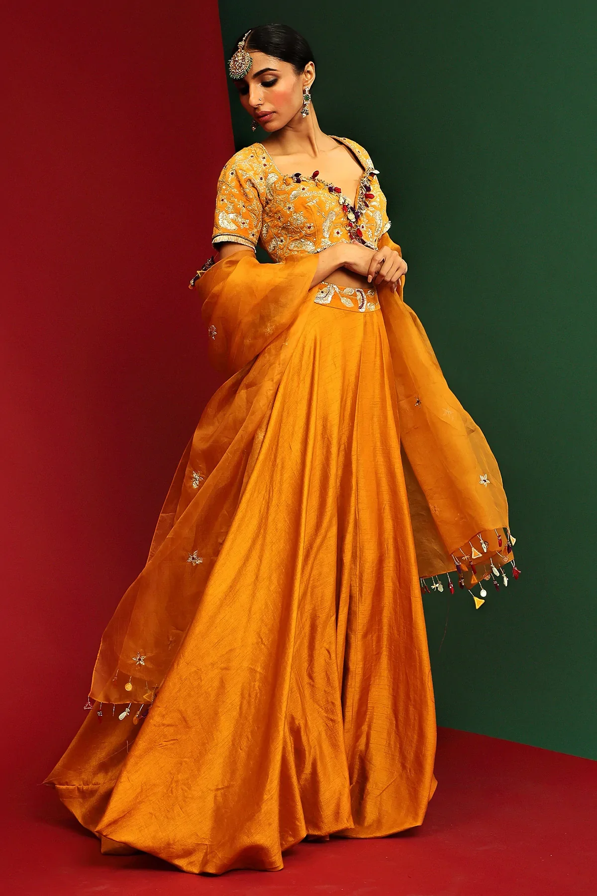 Adira Marigold Yellow Tulip Lehenga - Image 4