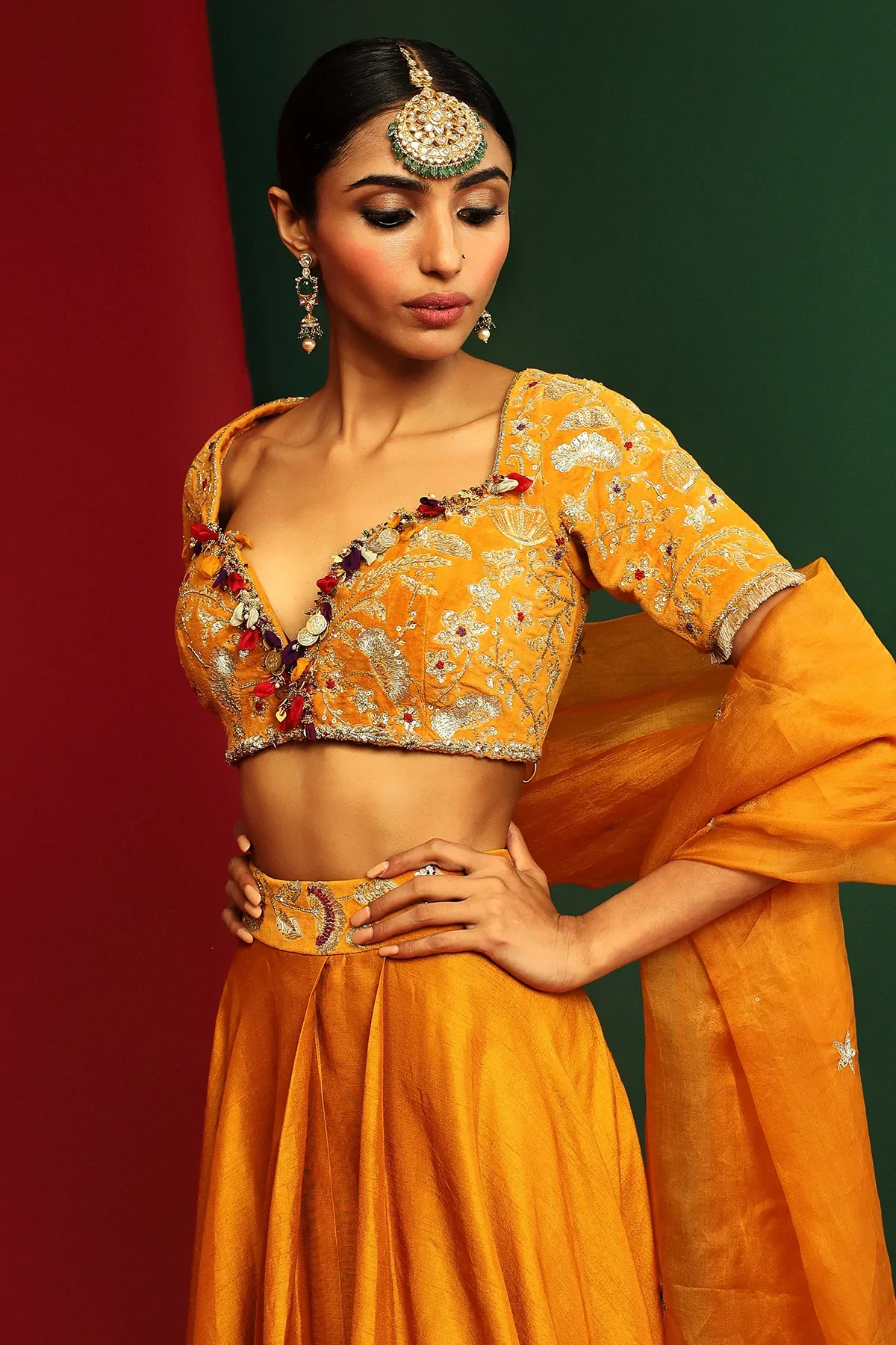 Adira Marigold Yellow Tulip Lehenga - Image 5