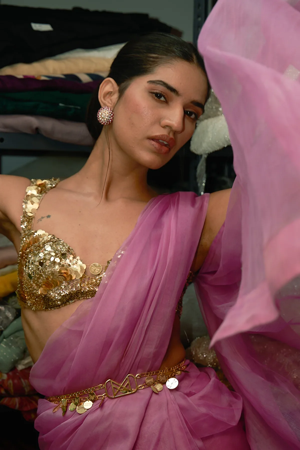 AKIRA - Lilac Pre Draped Saree - Image 5