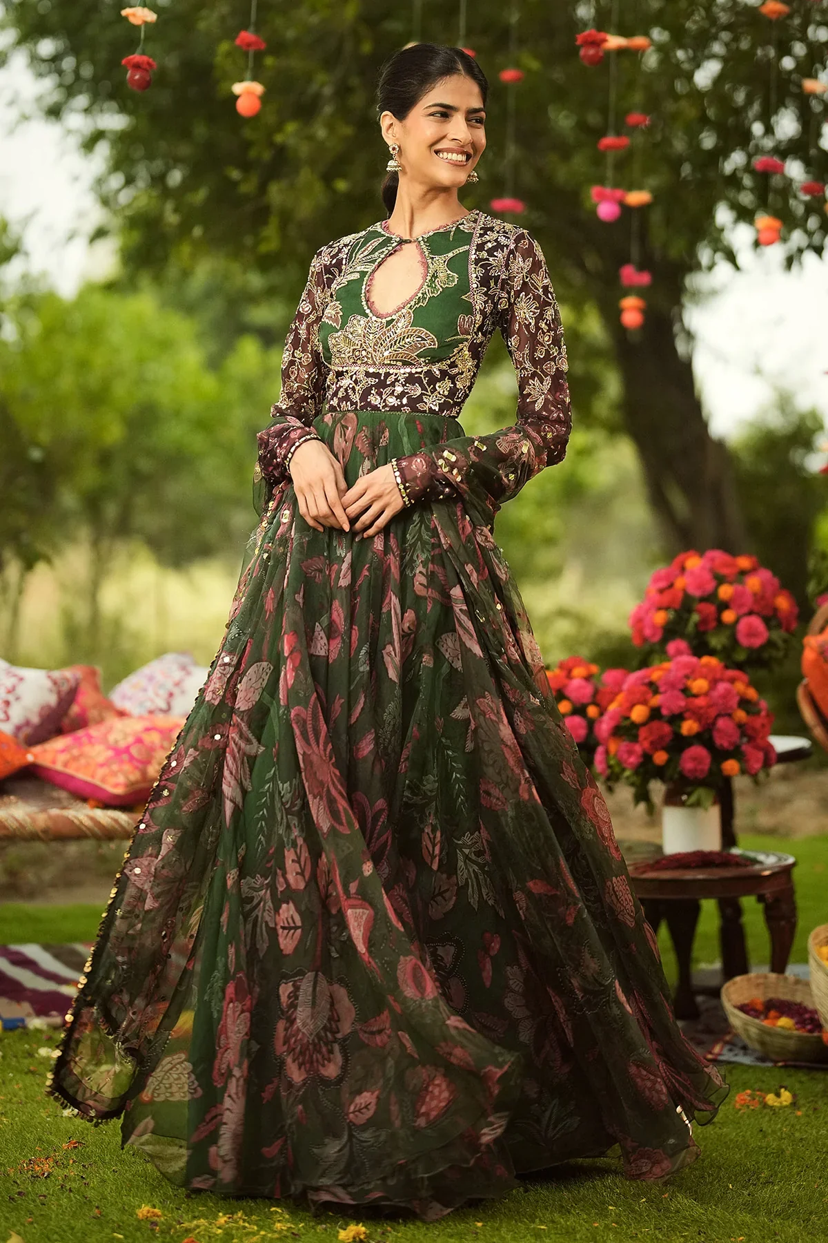 ALAYA - Heavy Embroidered Anarkali With Lace Detailing And Dupatta