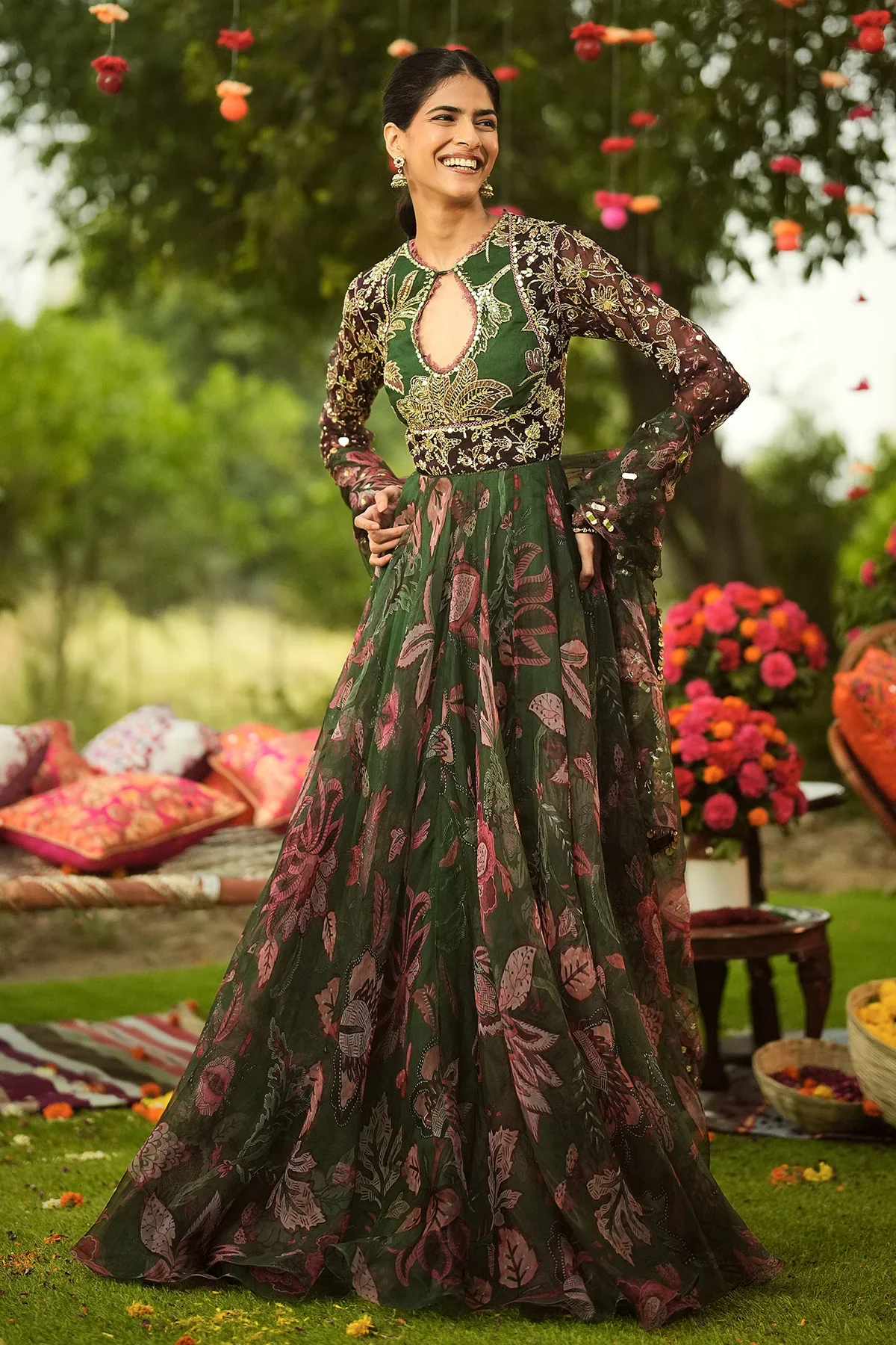 ALAYA - Heavy Embroidered Anarkali With Lace Detailing And Dupatta - Image 2