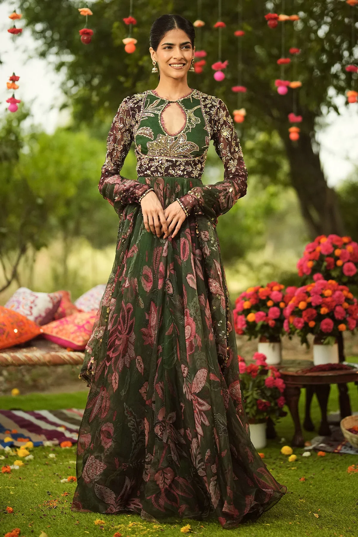 ALAYA - Heavy Embroidered Anarkali With Lace Detailing And Dupatta - Image 3