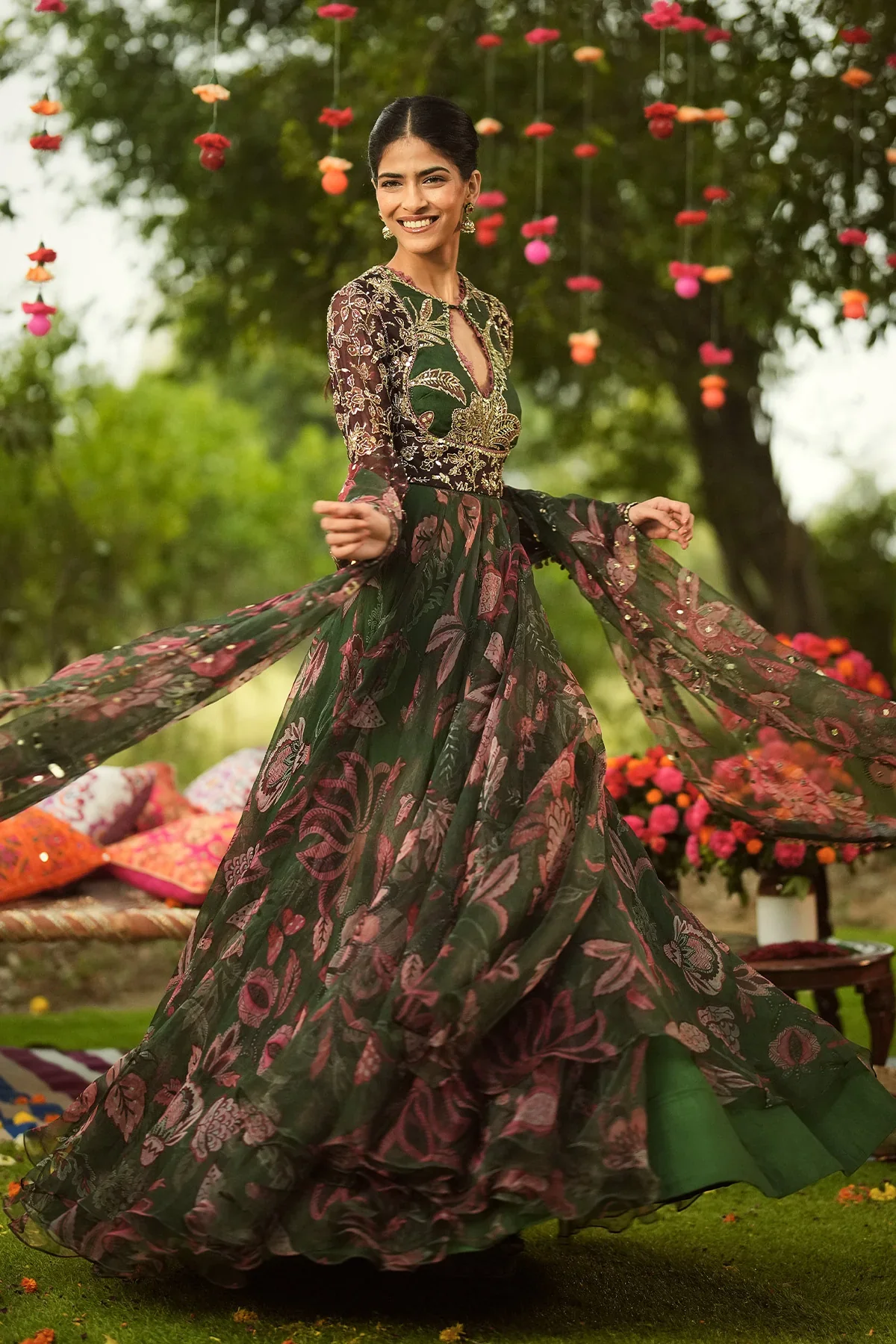 ALAYA - Heavy Embroidered Anarkali With Lace Detailing And Dupatta - Image 4