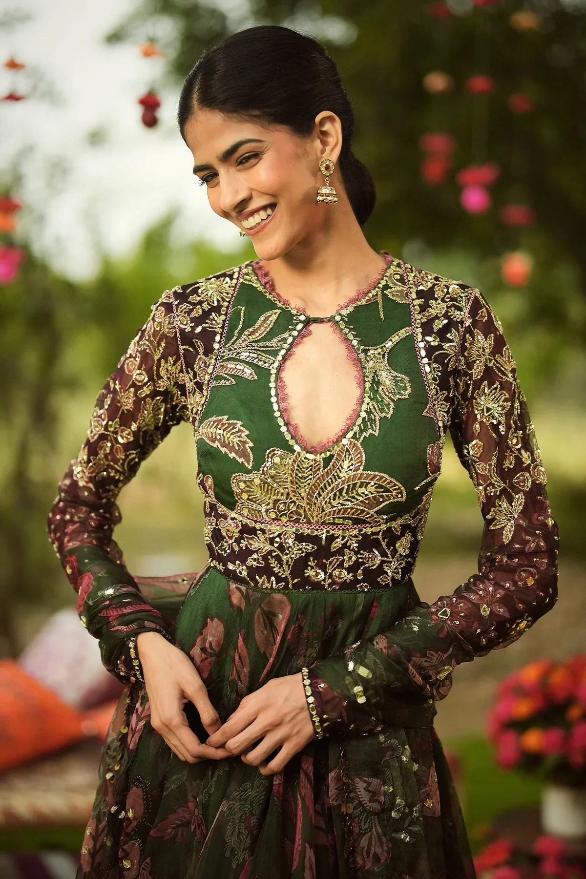 ALAYA - Heavy Embroidered Anarkali With Lace Detailing And Dupatta - Image 5