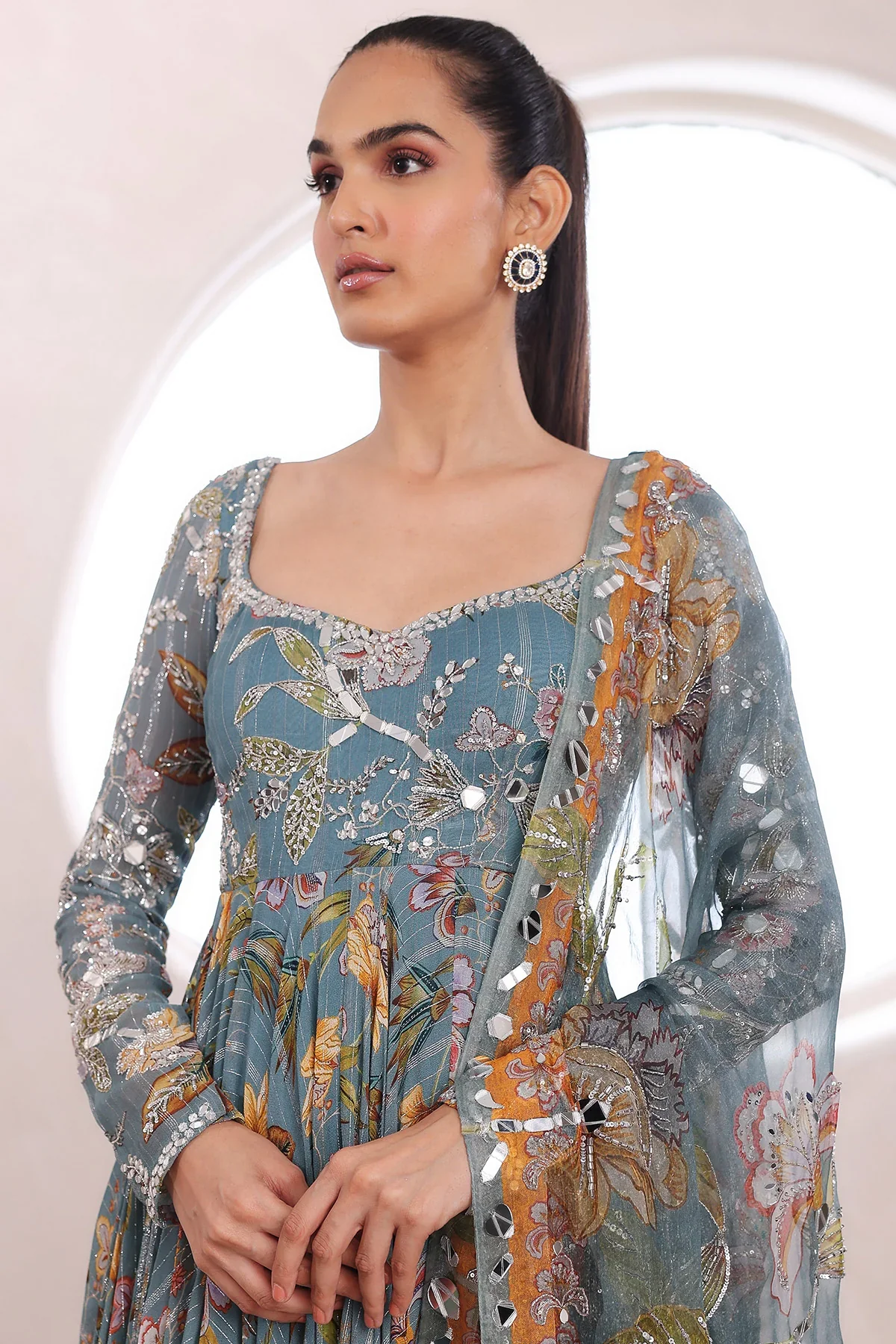 ALAYNA - Embroidered Anarkali With Matching Dupatta - Image 2