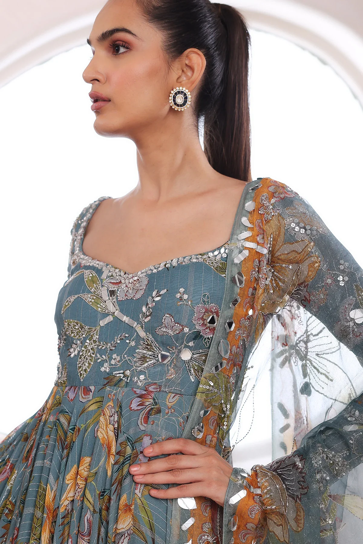 ALAYNA - Embroidered Anarkali With Matching Dupatta - Image 3