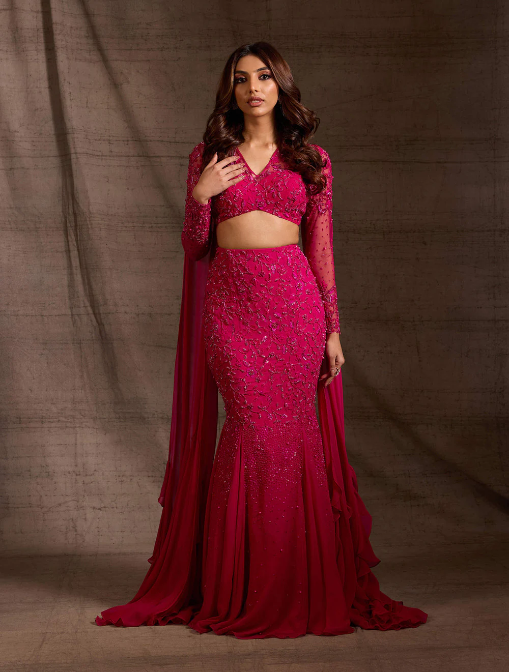 Alexis hot pink fishtail lehenga - Image 3