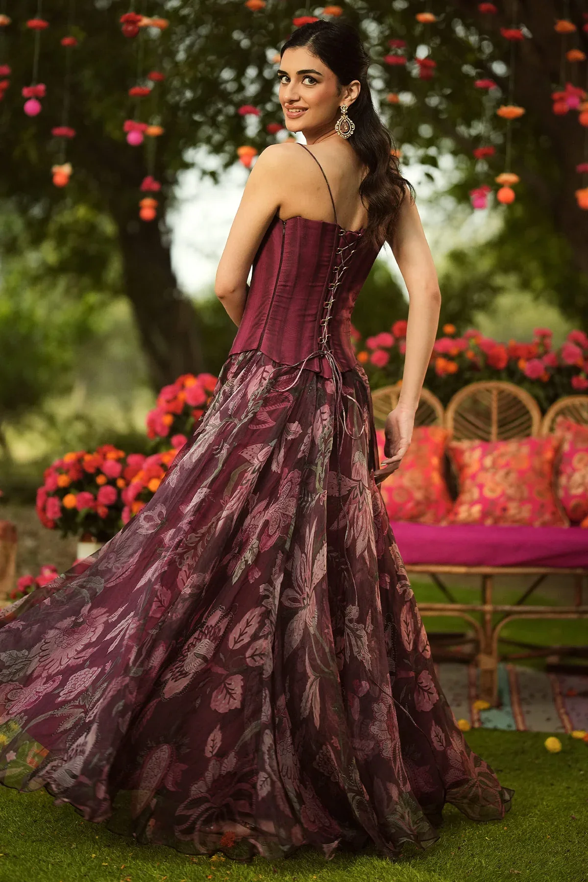 ALIA - Our Signature Corset Gown With Embroidered Dupatta - Image 6