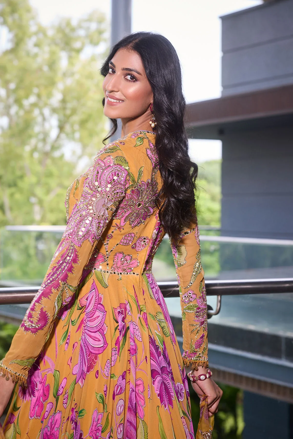 Alisha - Hand Embroidered Anarkali Paired with Embroidered Dupatta - Image 7
