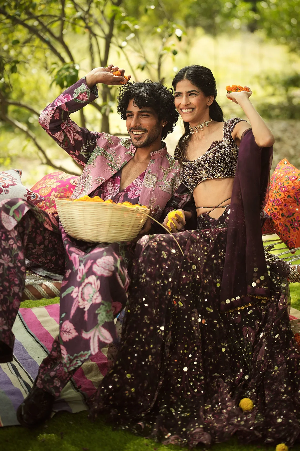 ALIZA - Hand Embroidered Lehenga Blouse With Lace Detailing Dupatta - Image 7