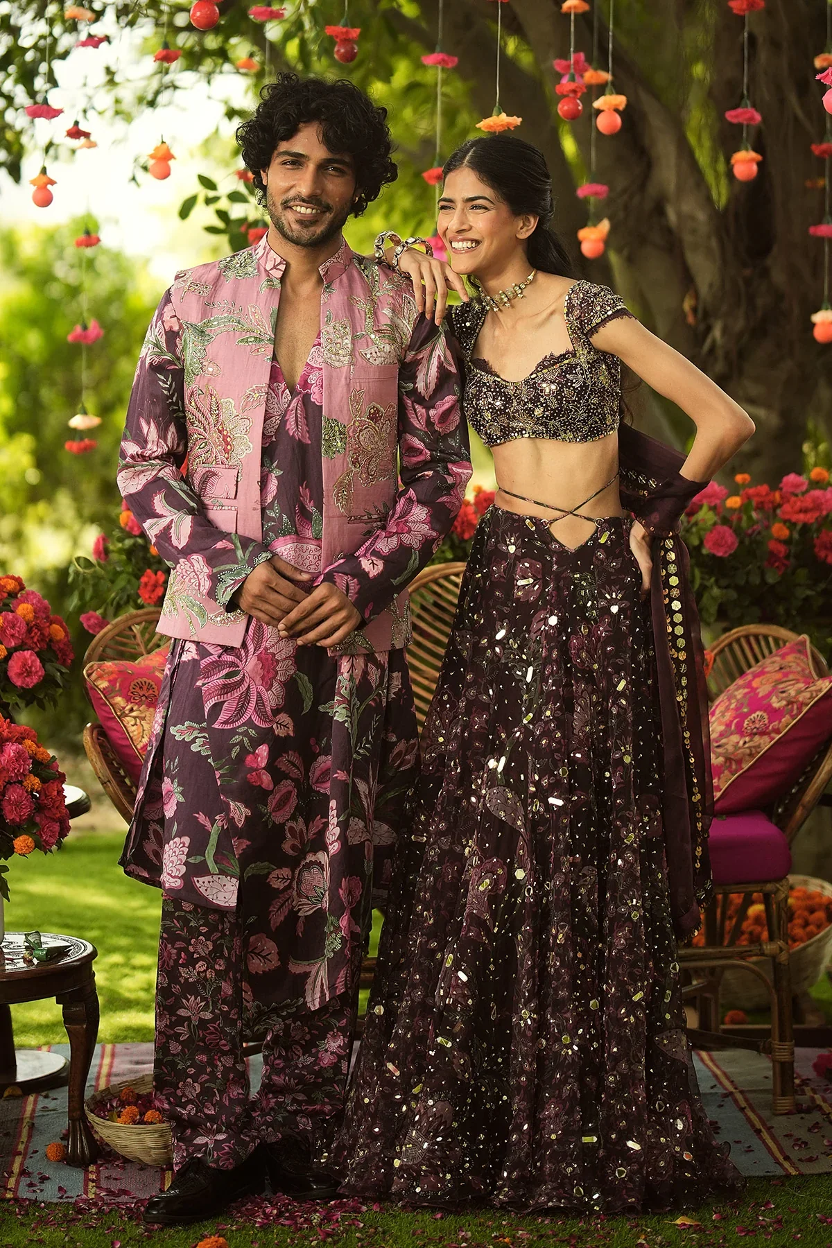 ALIZA - Hand Embroidered Lehenga Blouse With Lace Detailing Dupatta - Image 8