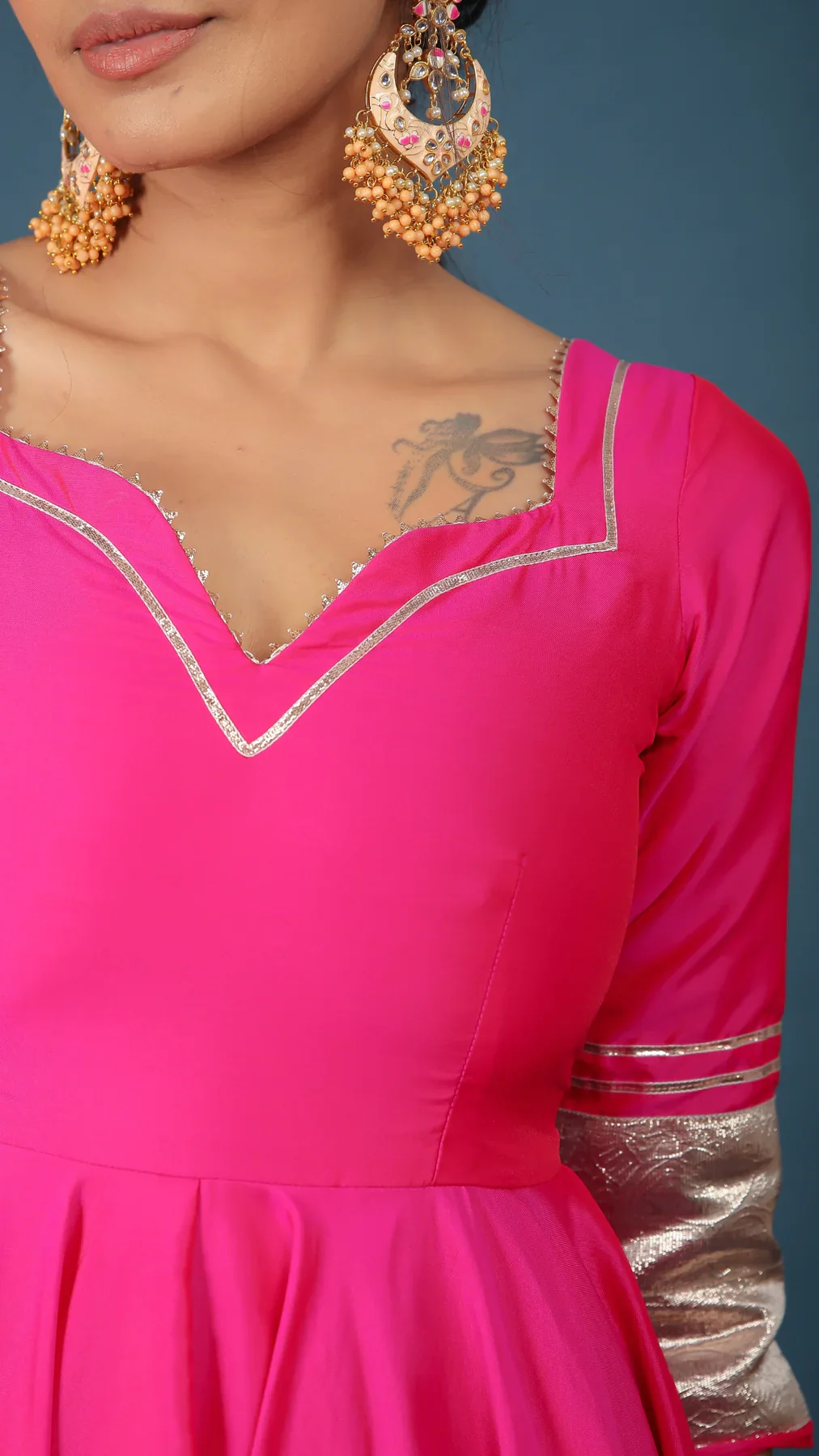 Amber Hot Pink Taffeta Silk Anarkali Set - Image 4