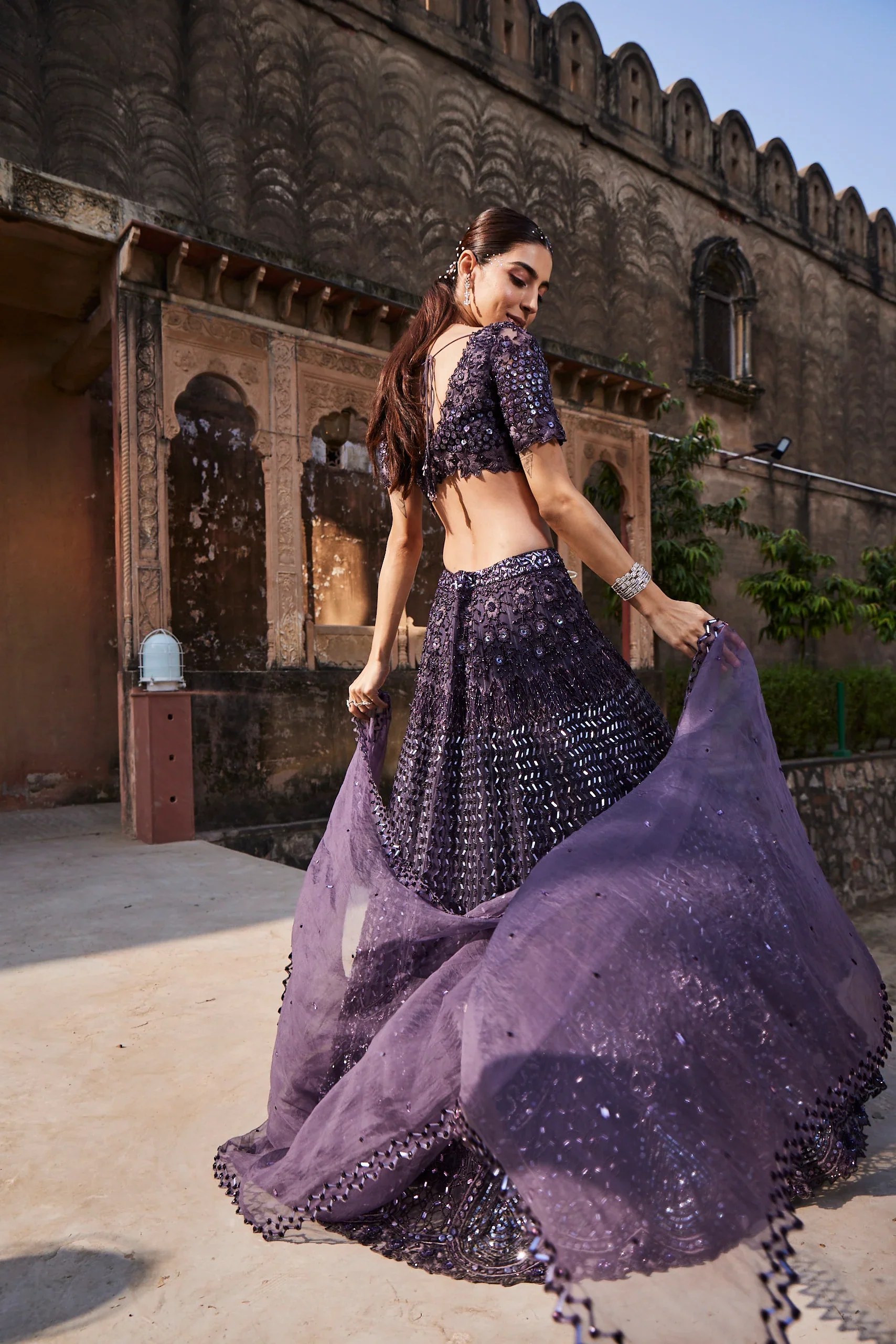 Amethyst Purple Lehenga Dupatta Set - Image 3