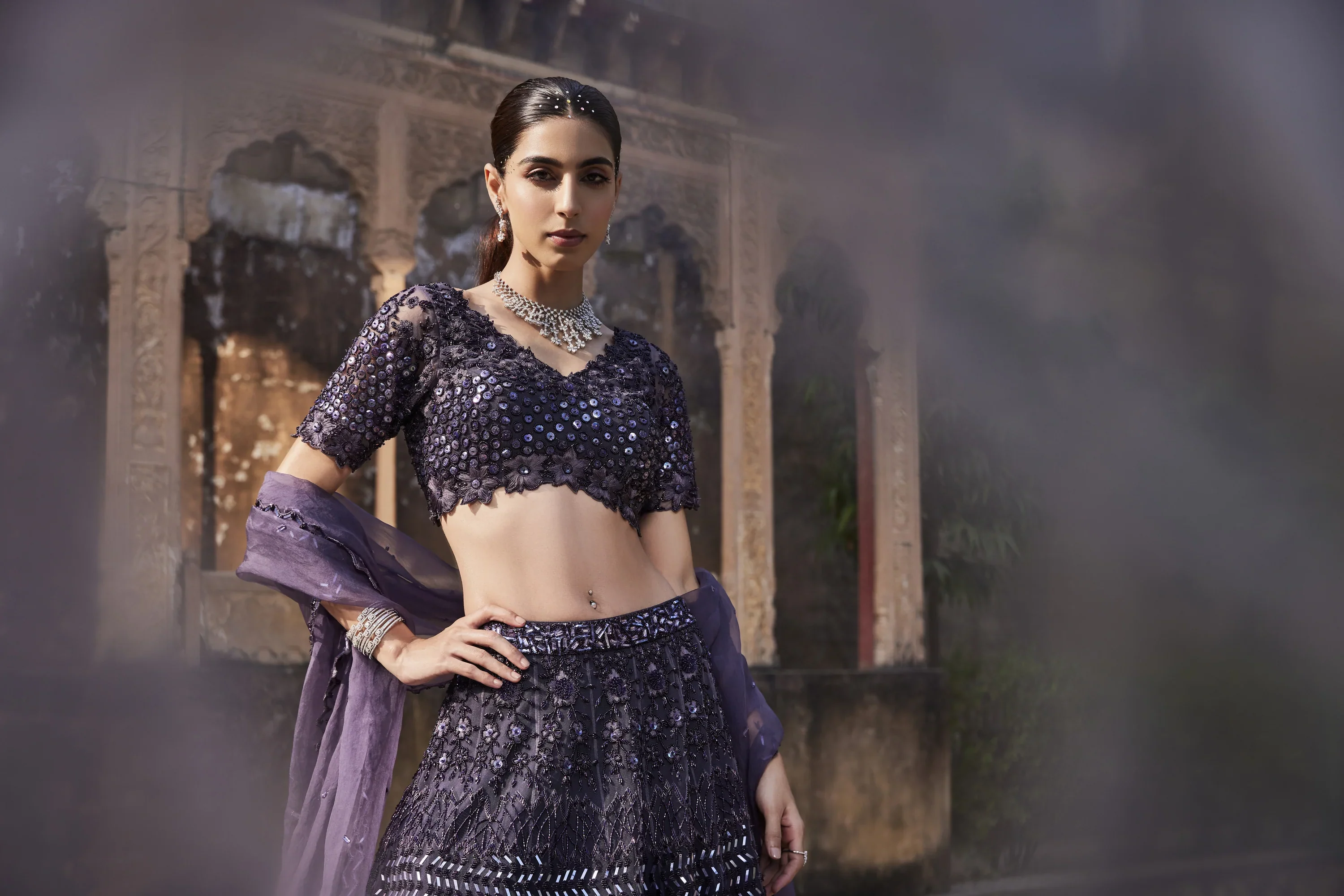 Amethyst Purple Lehenga Dupatta Set - Image 4