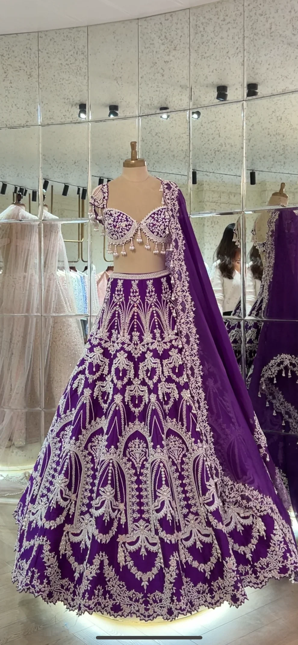 Amethyst - Raw Silk Sequins & Beads Embroidered Lehenga Set - Image 3