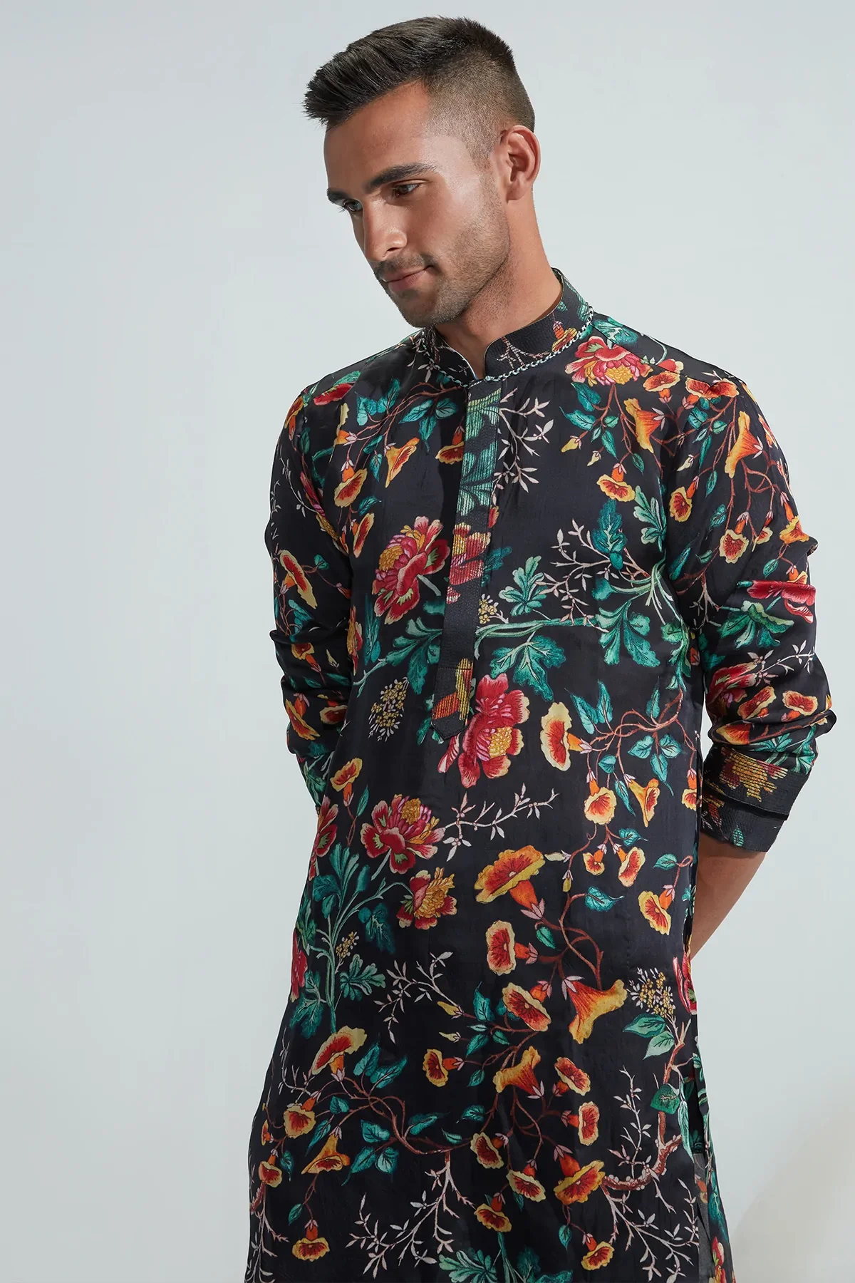 Amir Black Printed Kurta - Image 3