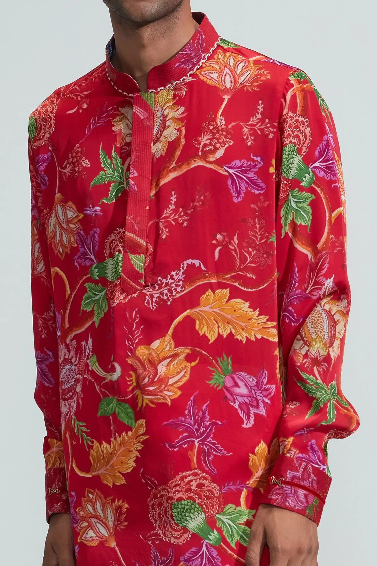 Amir Red Printed Kurta - Image 4