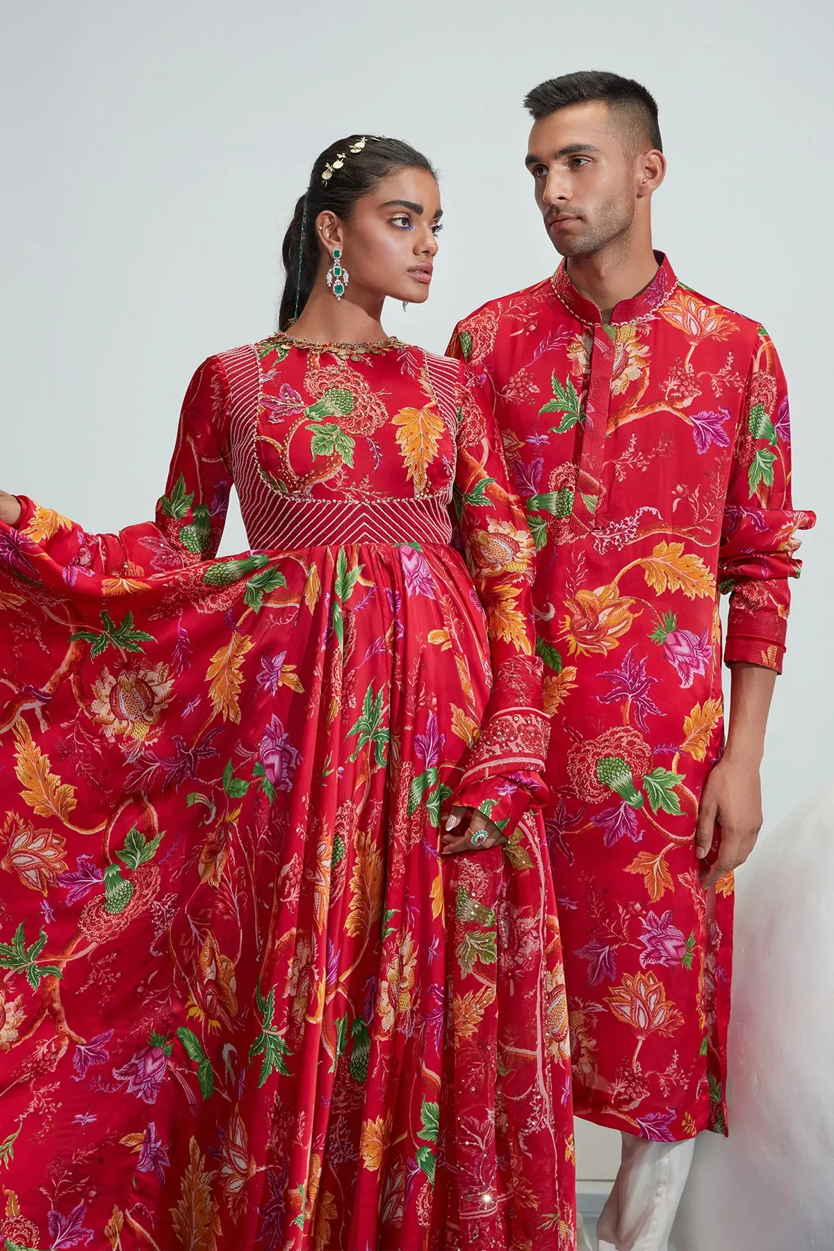 Amir Red Printed Kurta - Image 5