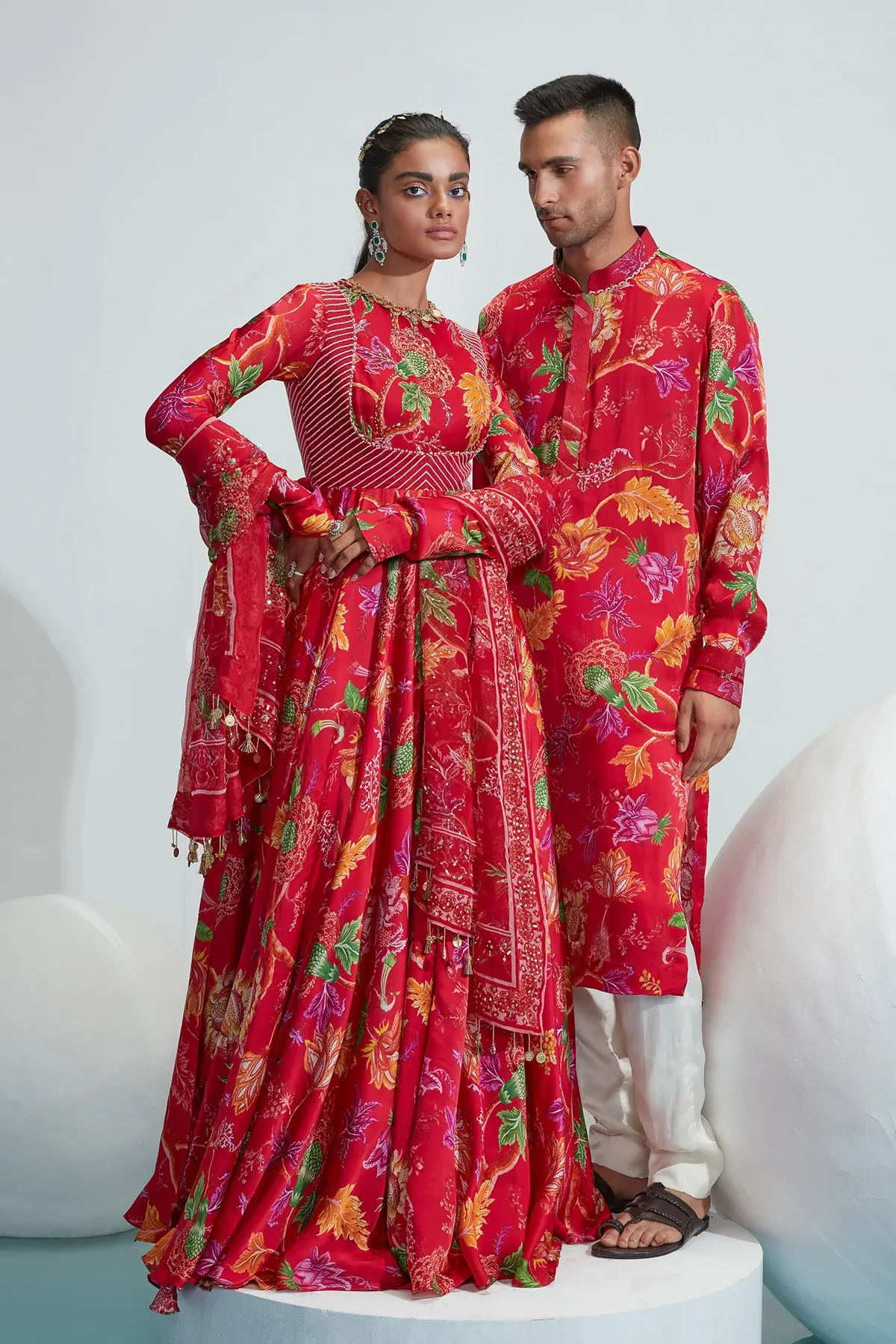 Amir Red Printed Kurta - Image 6