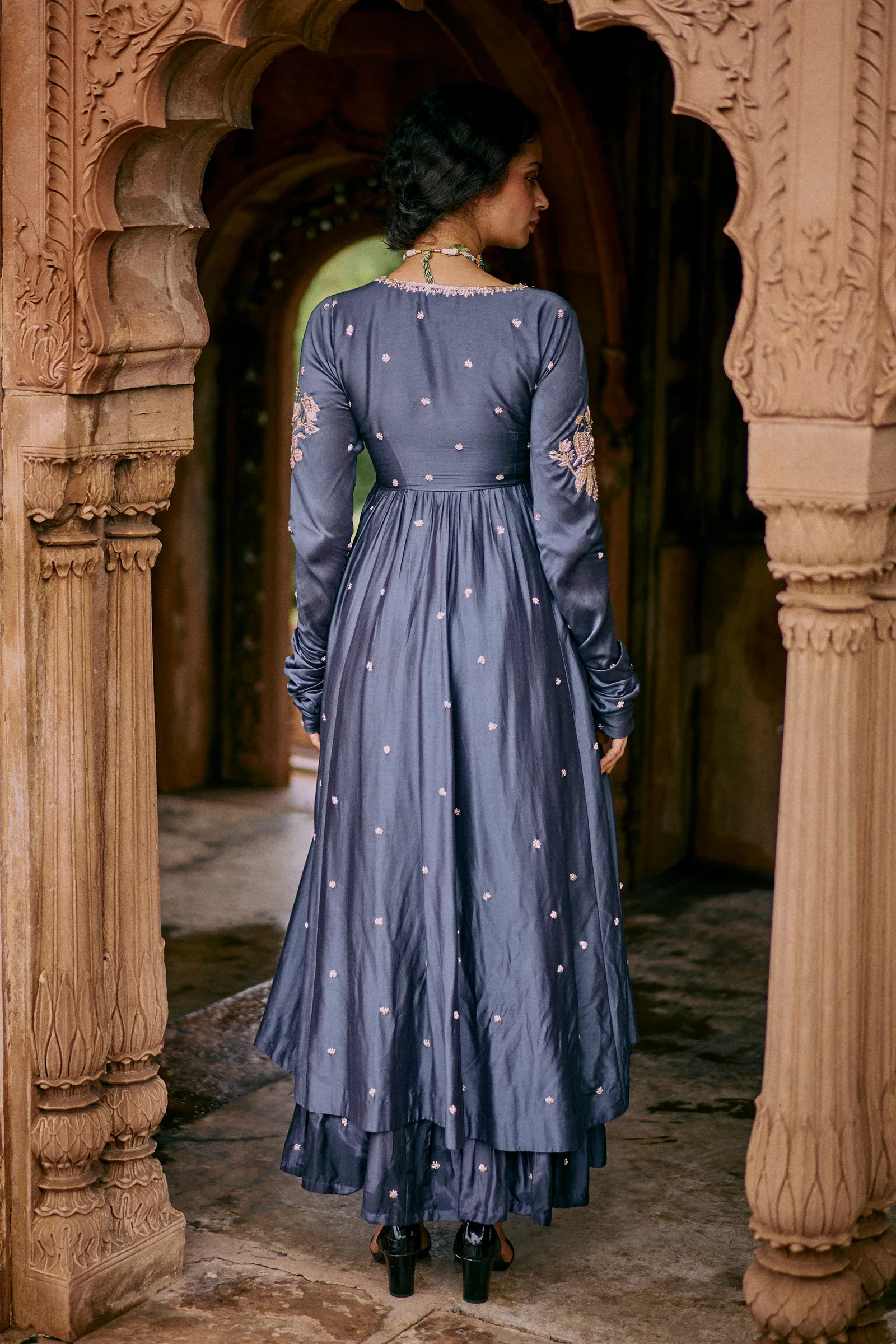 An Elegant Modal Silk Anarkali - Image 3