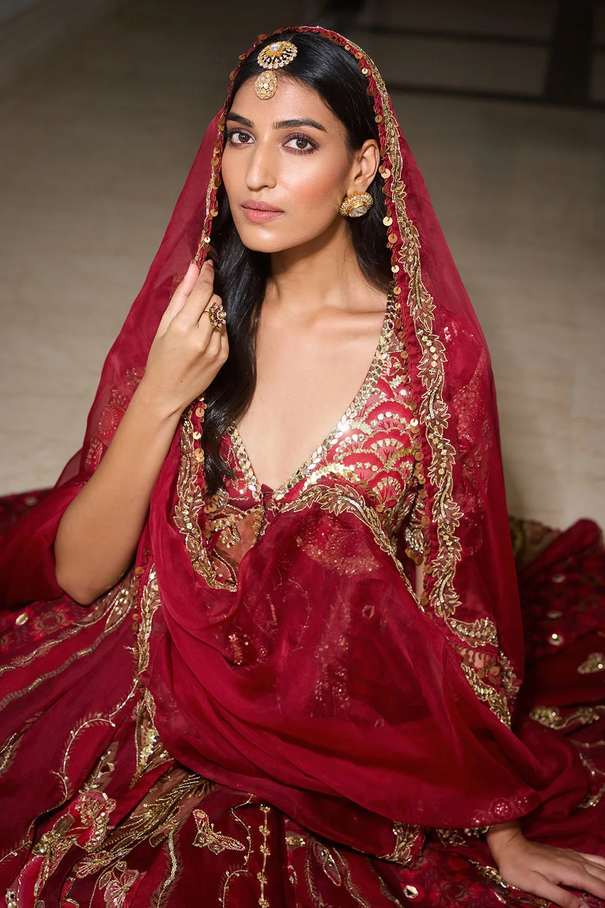 Anabia - Embroidered Front Open Kalidar with Pants and Dupatta - Image 3