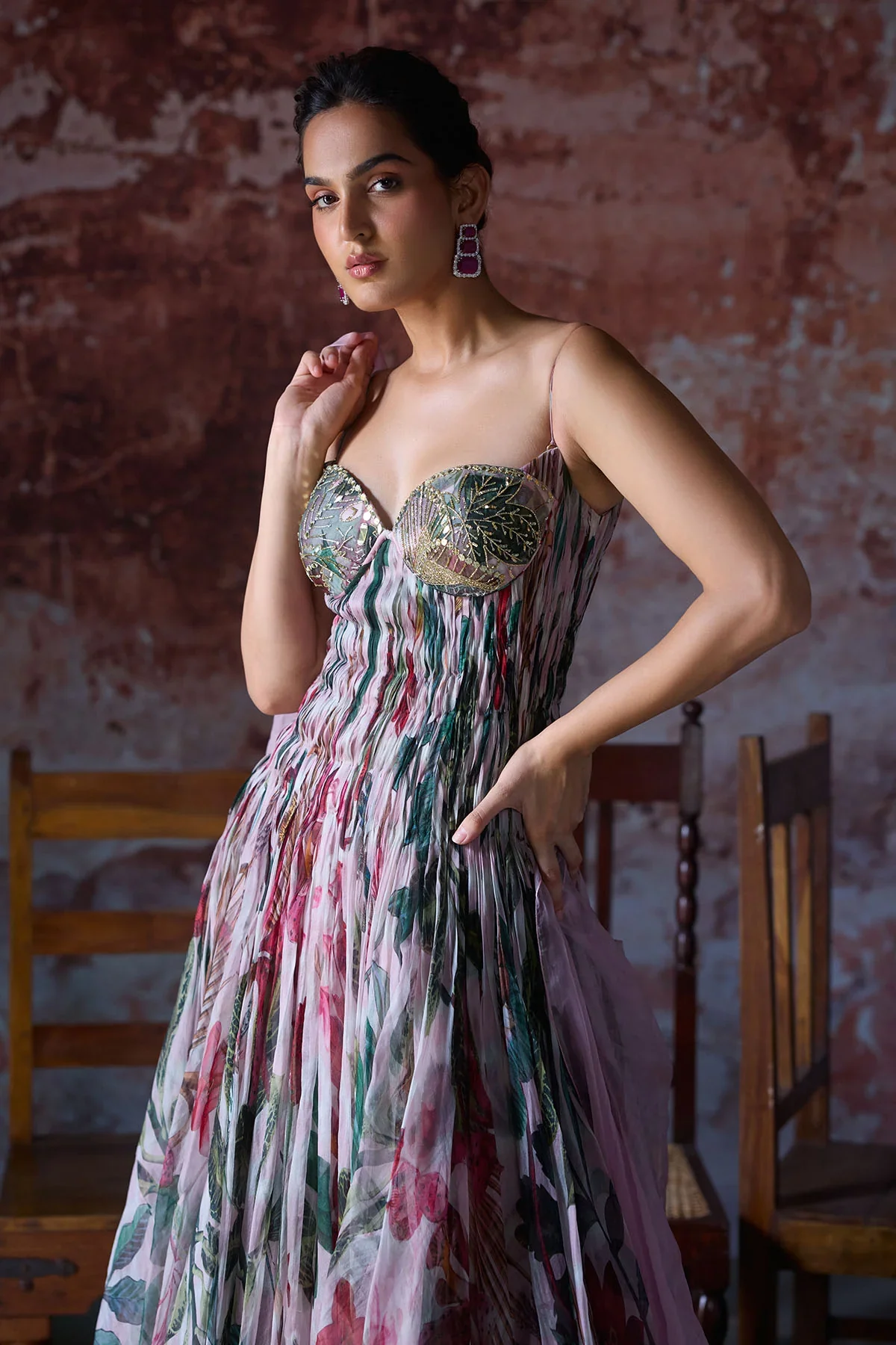 ANAYA - Embroidered Ruched Anarkali - Image 2