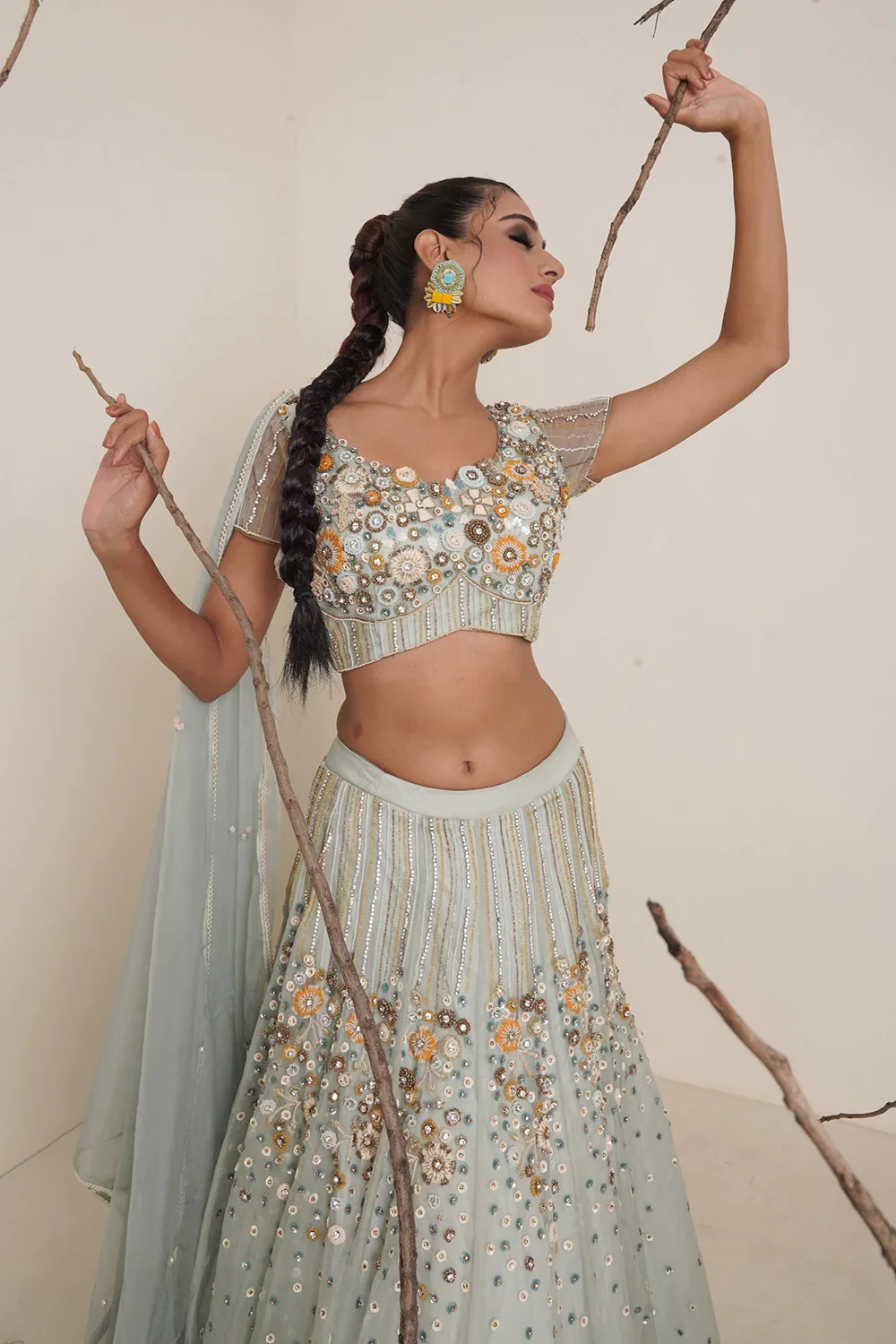 Aqua Lehenga - Image 9