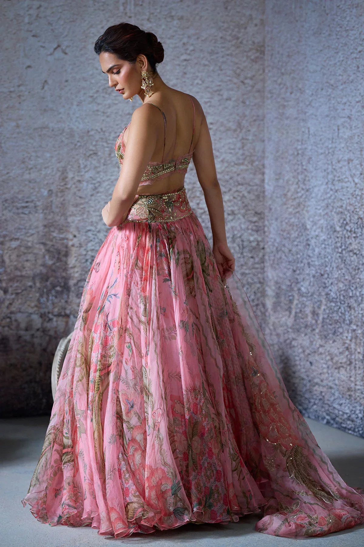 ARYA - Embroidered Blouse With Printed Lehenga - Image 5