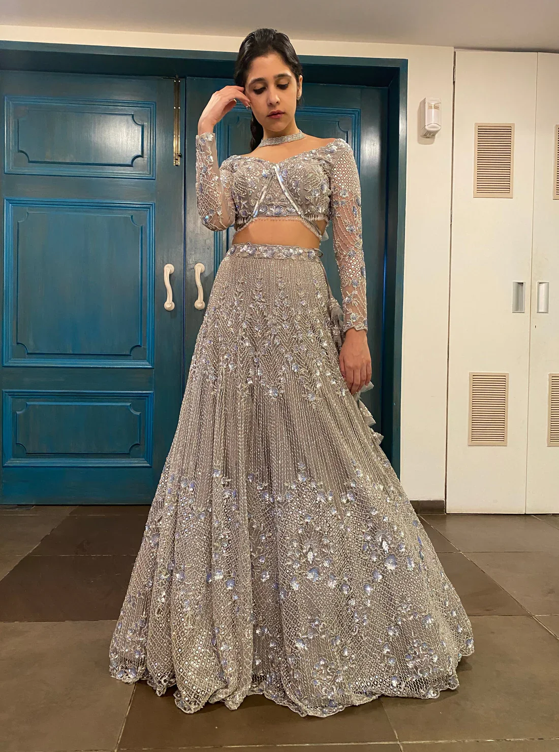 Ash Grey Lehenga - Image 4