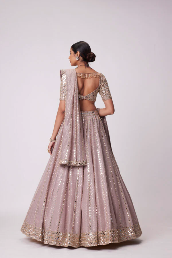 Ash Pink Sequin Embroidered Lehenga Set - Image 6