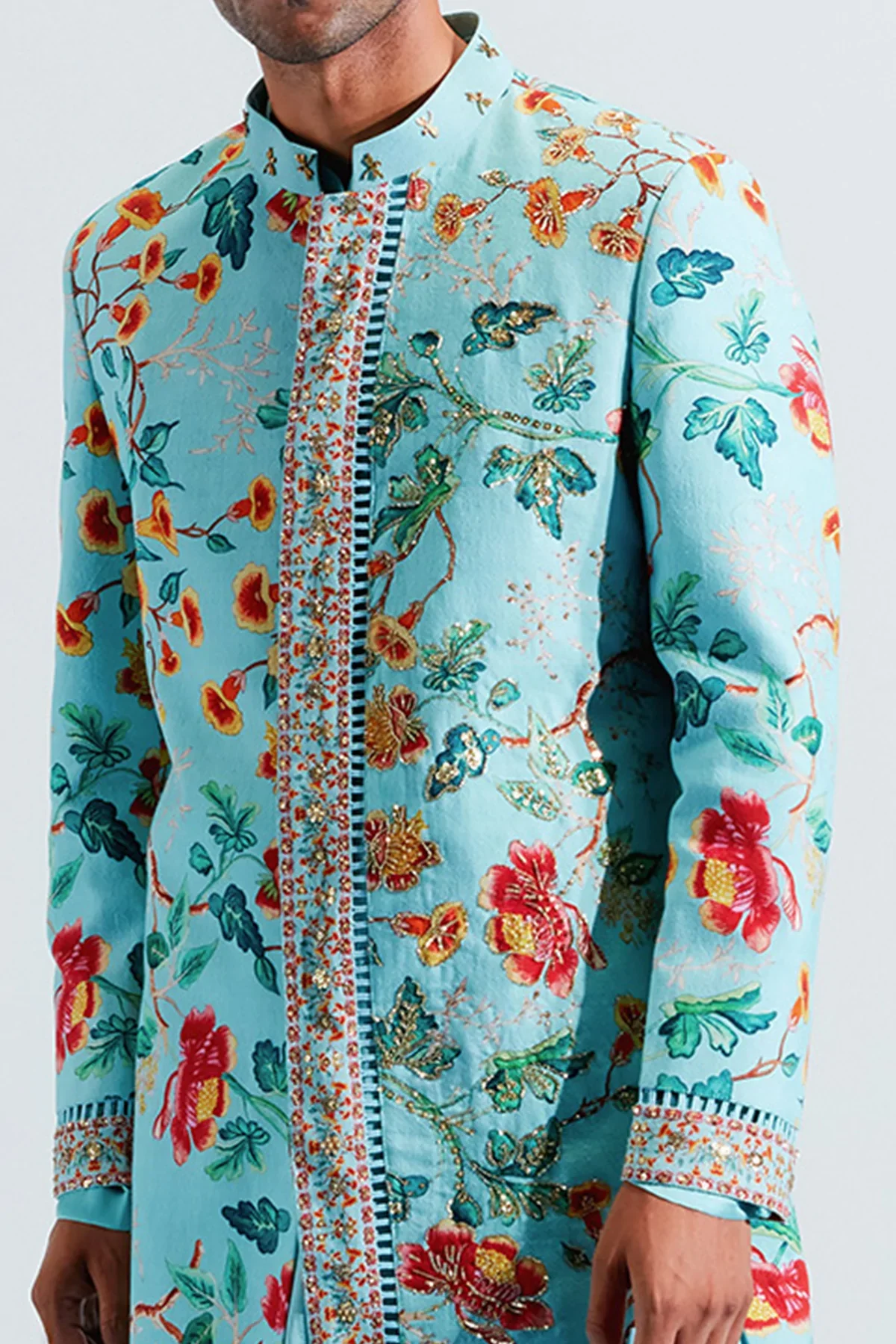 Asim Blue Embroidered Kurta - Image 5