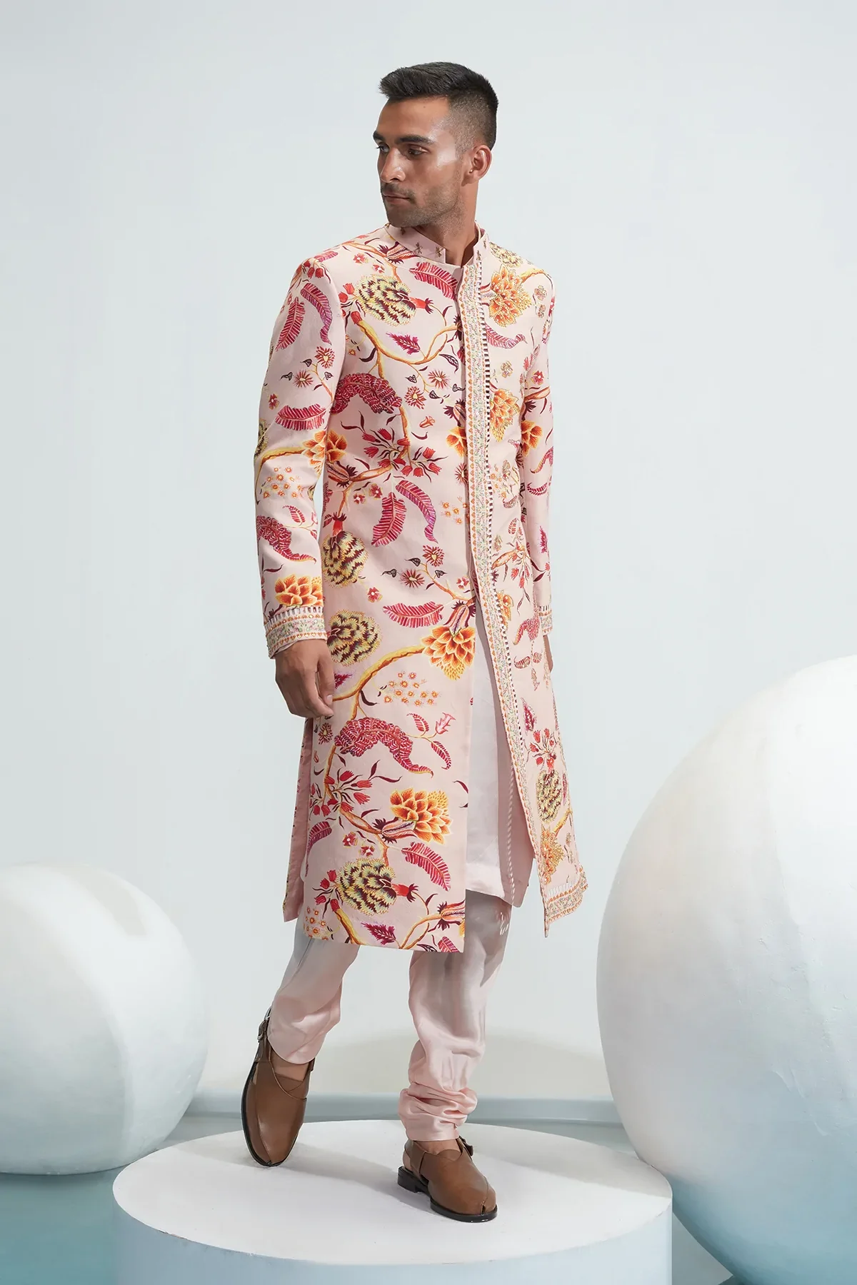 Asim Nude Textured Kurta - Image 3