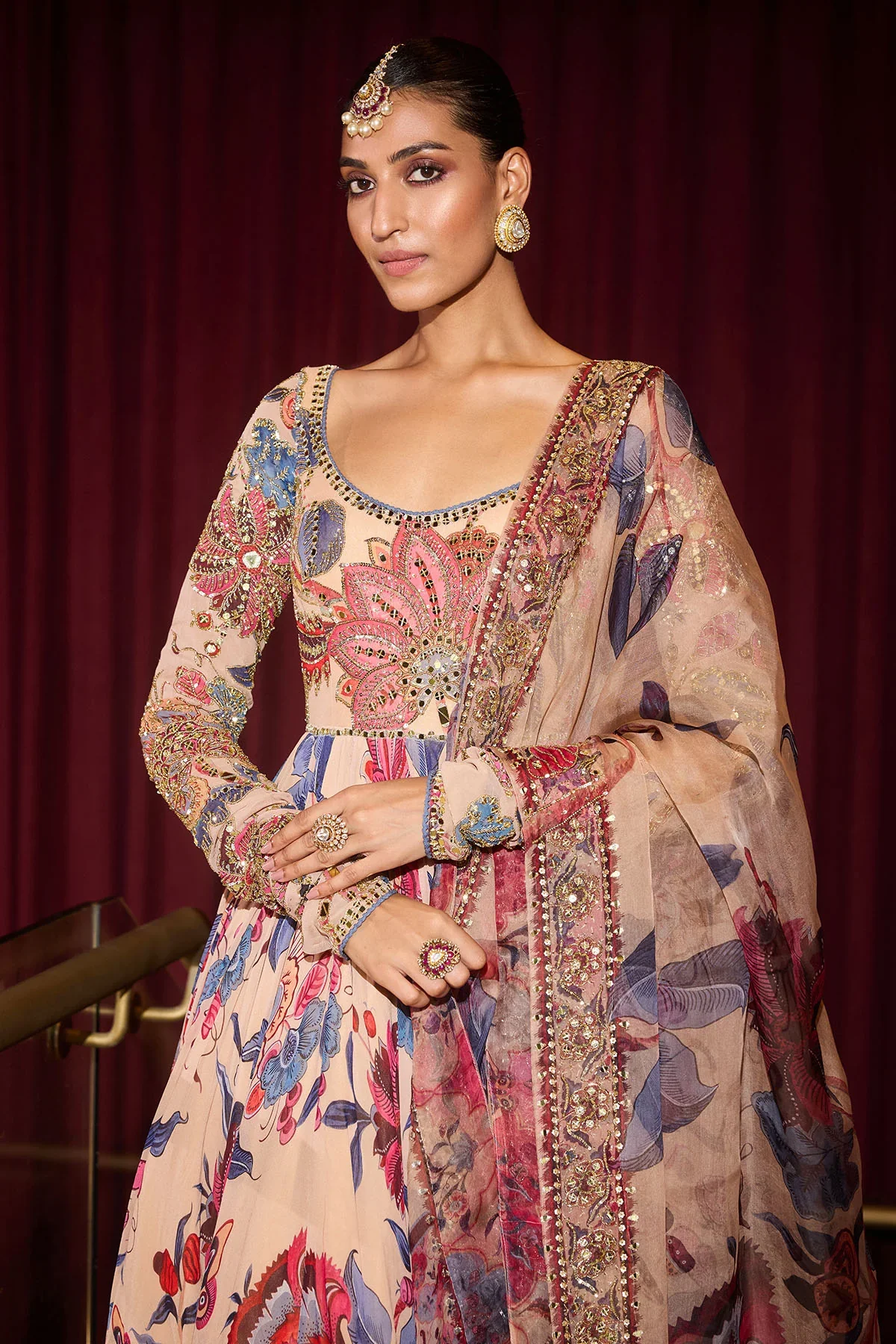 Asra - Hand Embroidered Anarkali Paired with Dupatta - Image 2