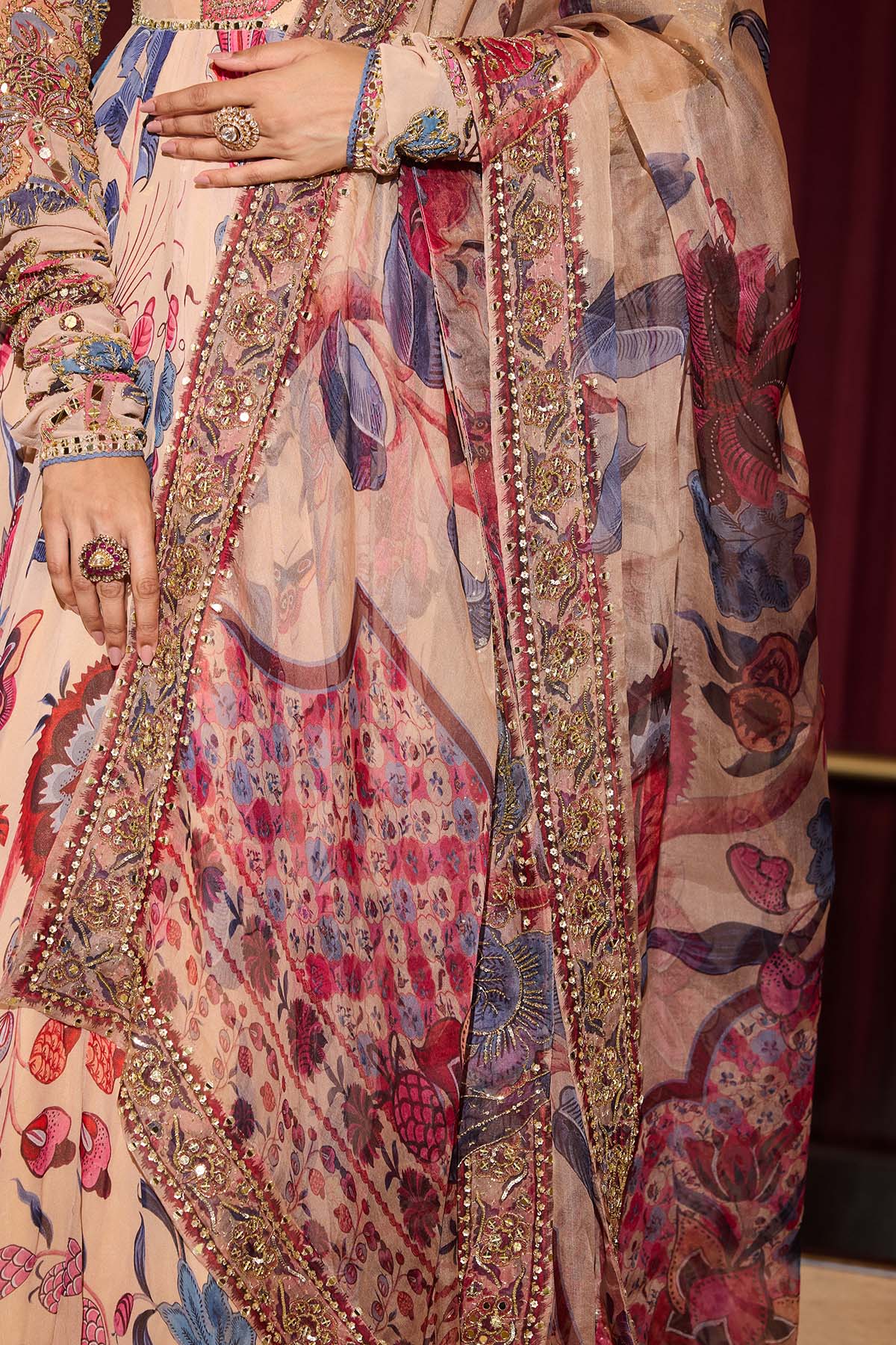 Asra - Hand Embroidered Anarkali Paired with Dupatta - Image 4