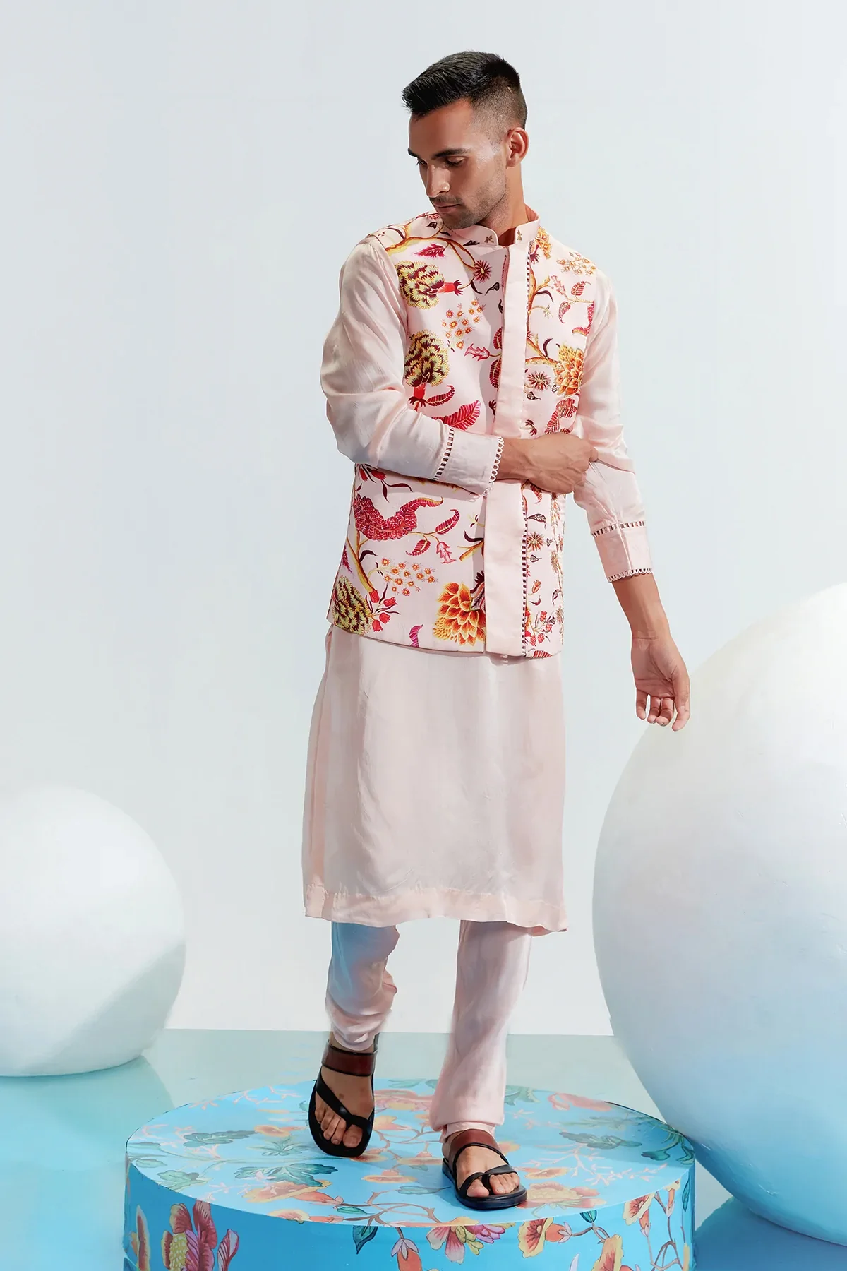 Ayaan Nude Embroidered Kurta - Image 3