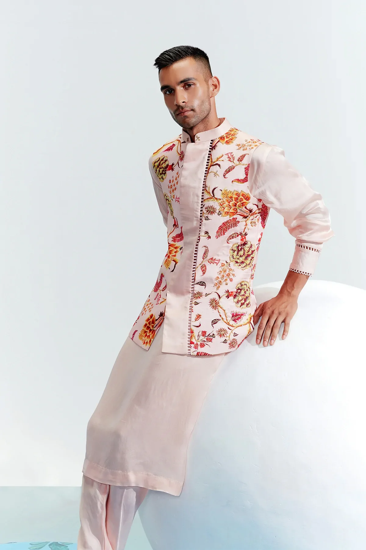 Ayaan Nude Embroidered Kurta - Image 4