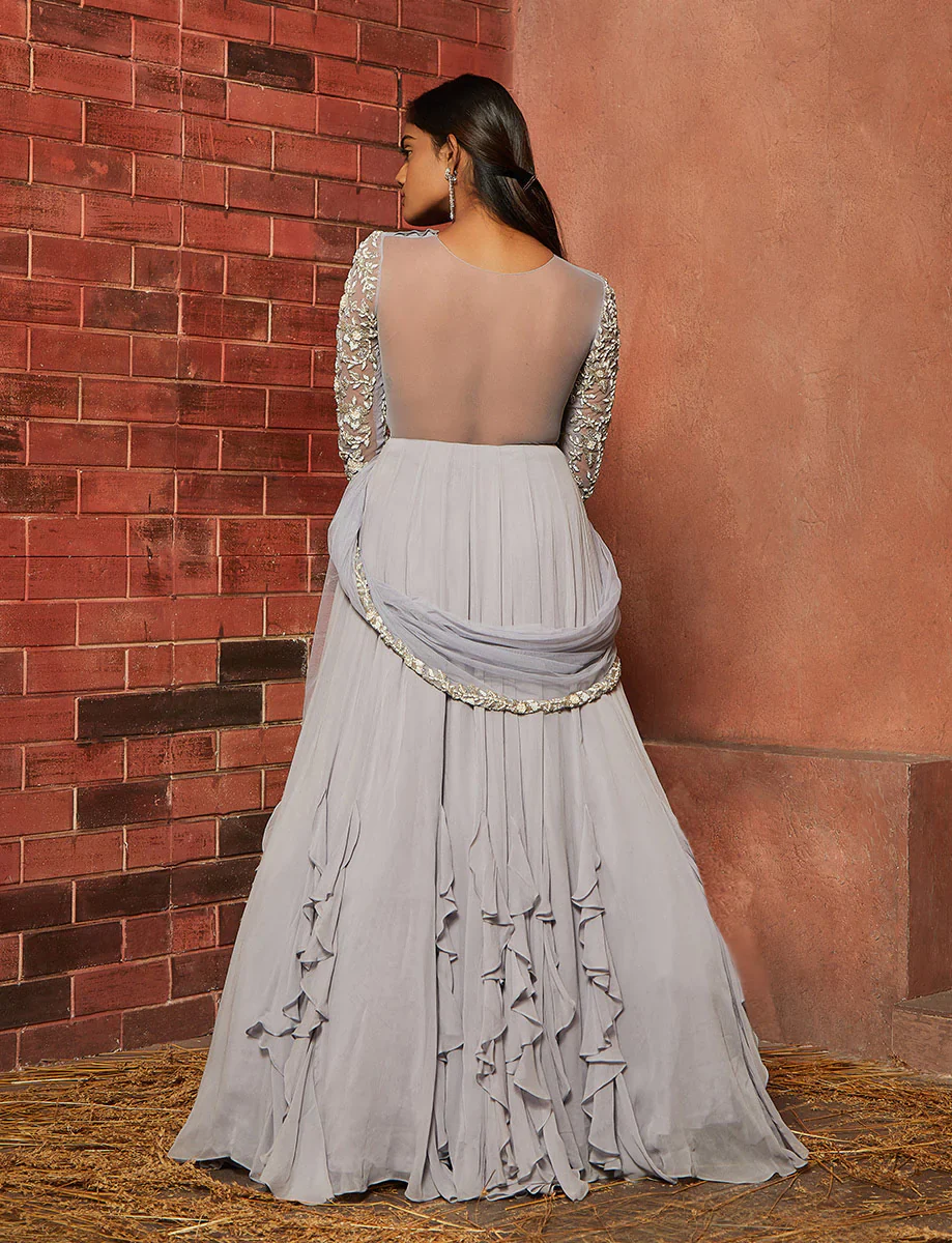AYRE - Lilac Net and Georgette Based Anarkali - Image 2