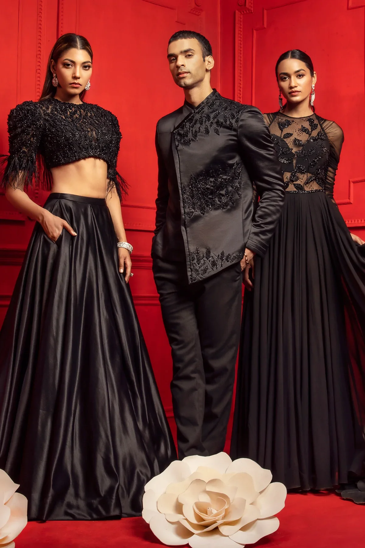 Azra Black Embroidered Lehenga With Blouse - Image 3